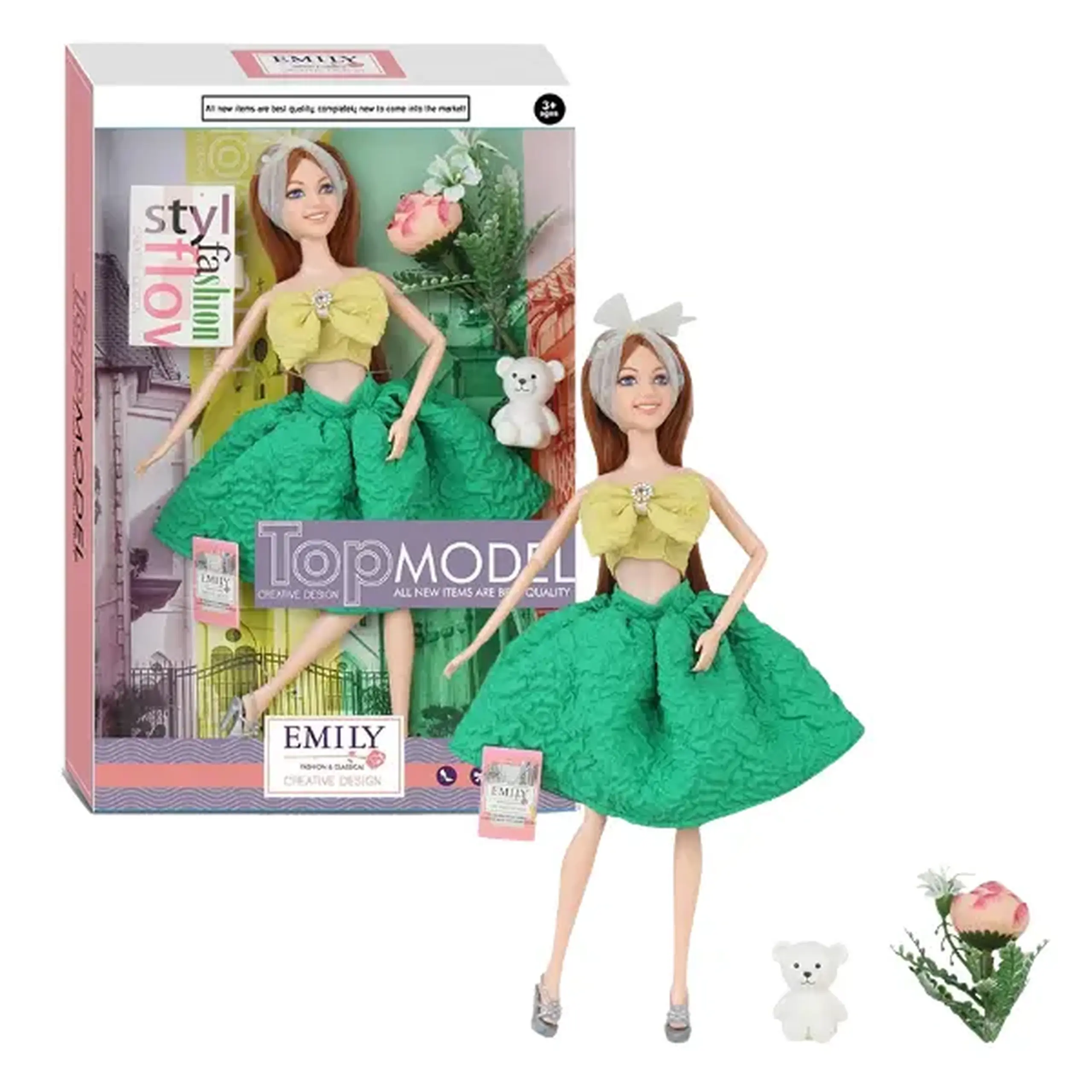 Păpușa Emily "Top Model" cu animăluț și accesorii