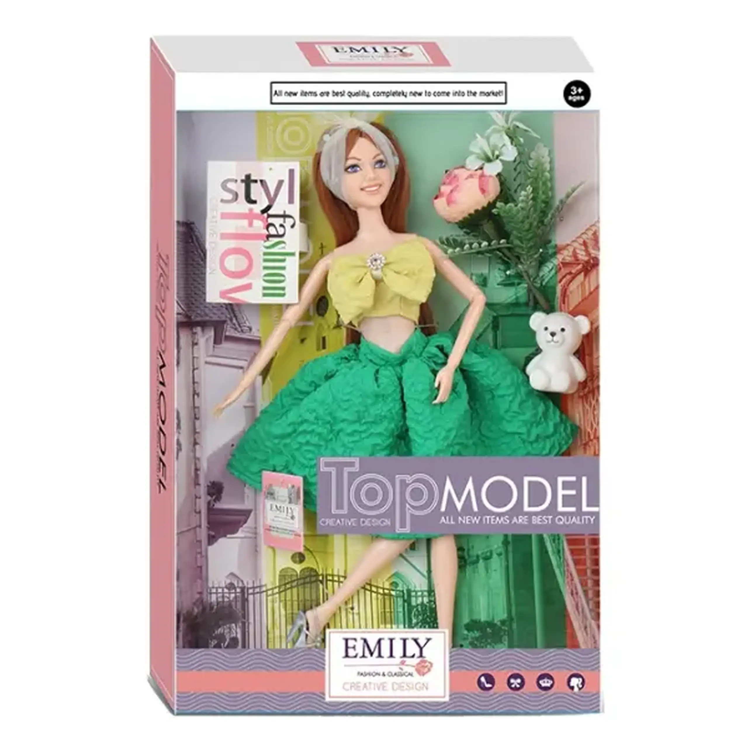 Păpușa Emily "Top Model" cu animăluț și accesorii