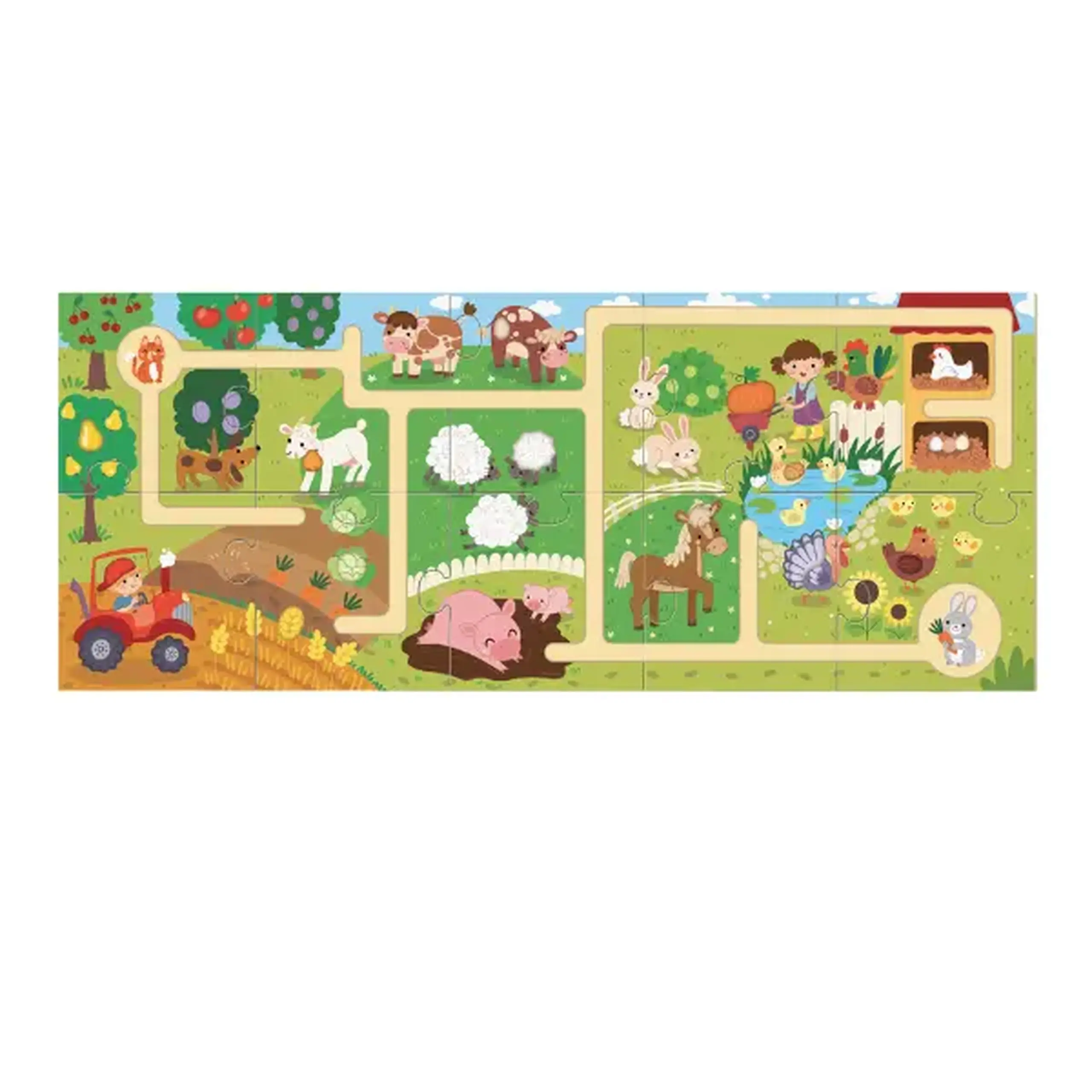 Puzzle-labirint "Călătoria mea prin fermă", 10 el.