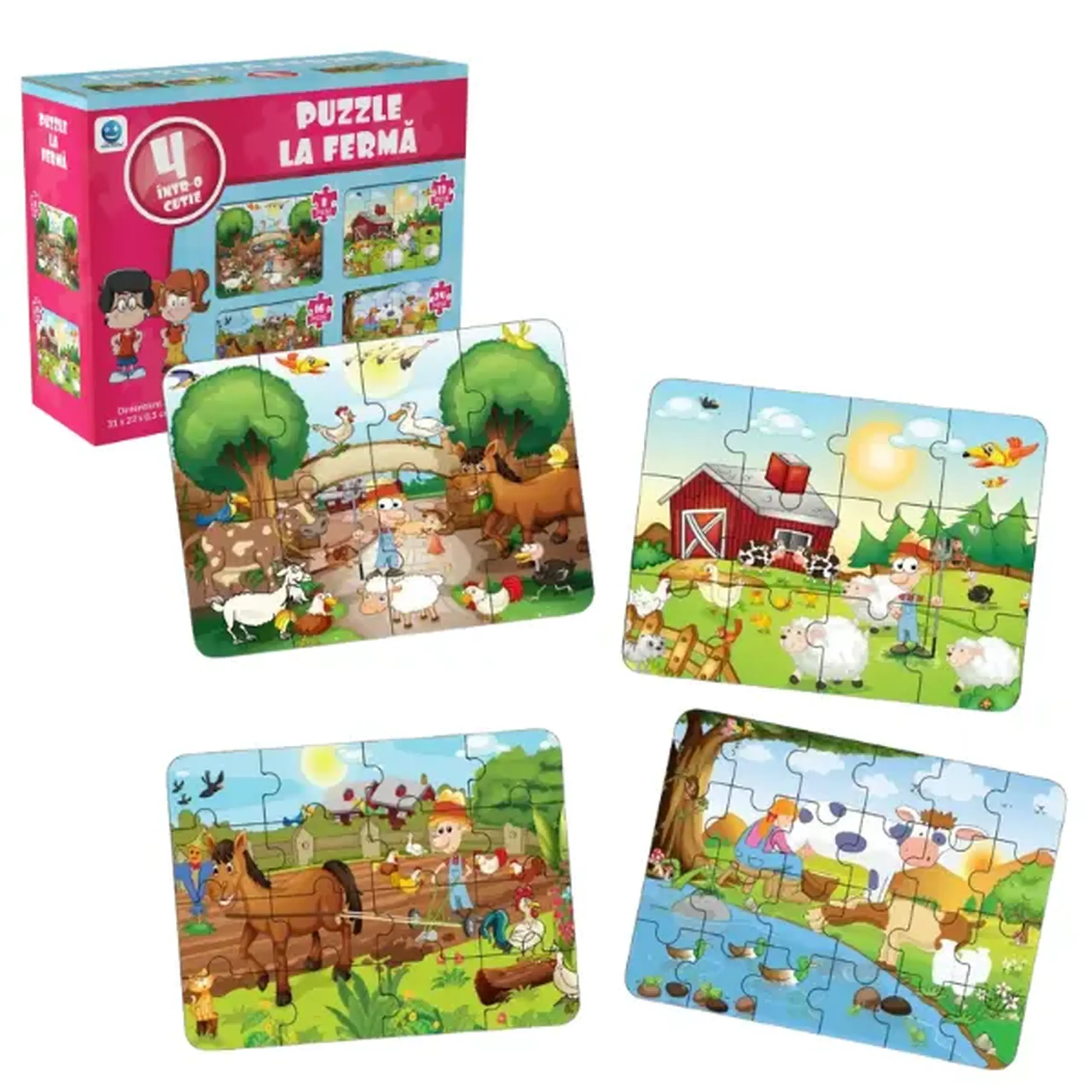 Puzzle 4 în 1 "Animalele la fermă", (ro), Smile Games