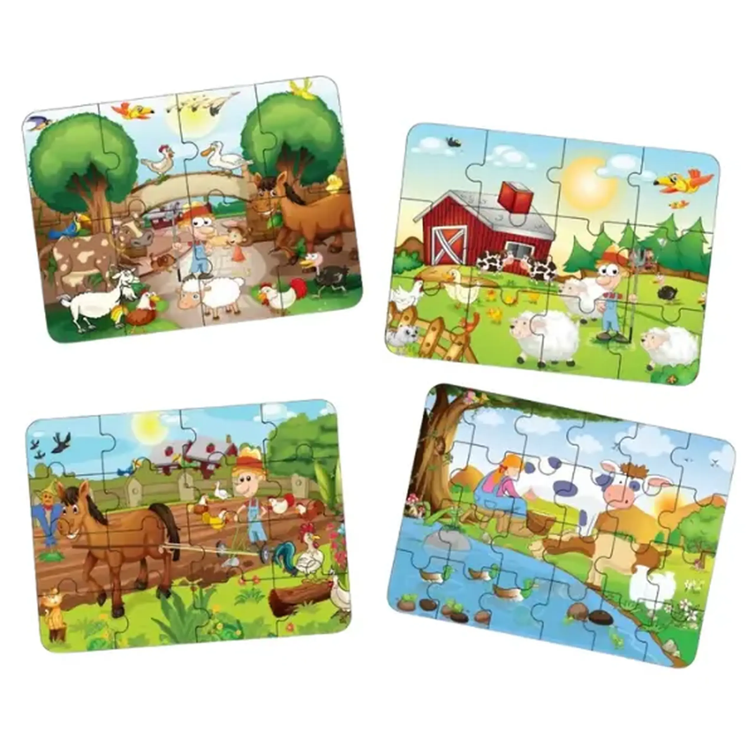 Puzzle 4 în 1 "Animalele la fermă", (ro), Smile Games