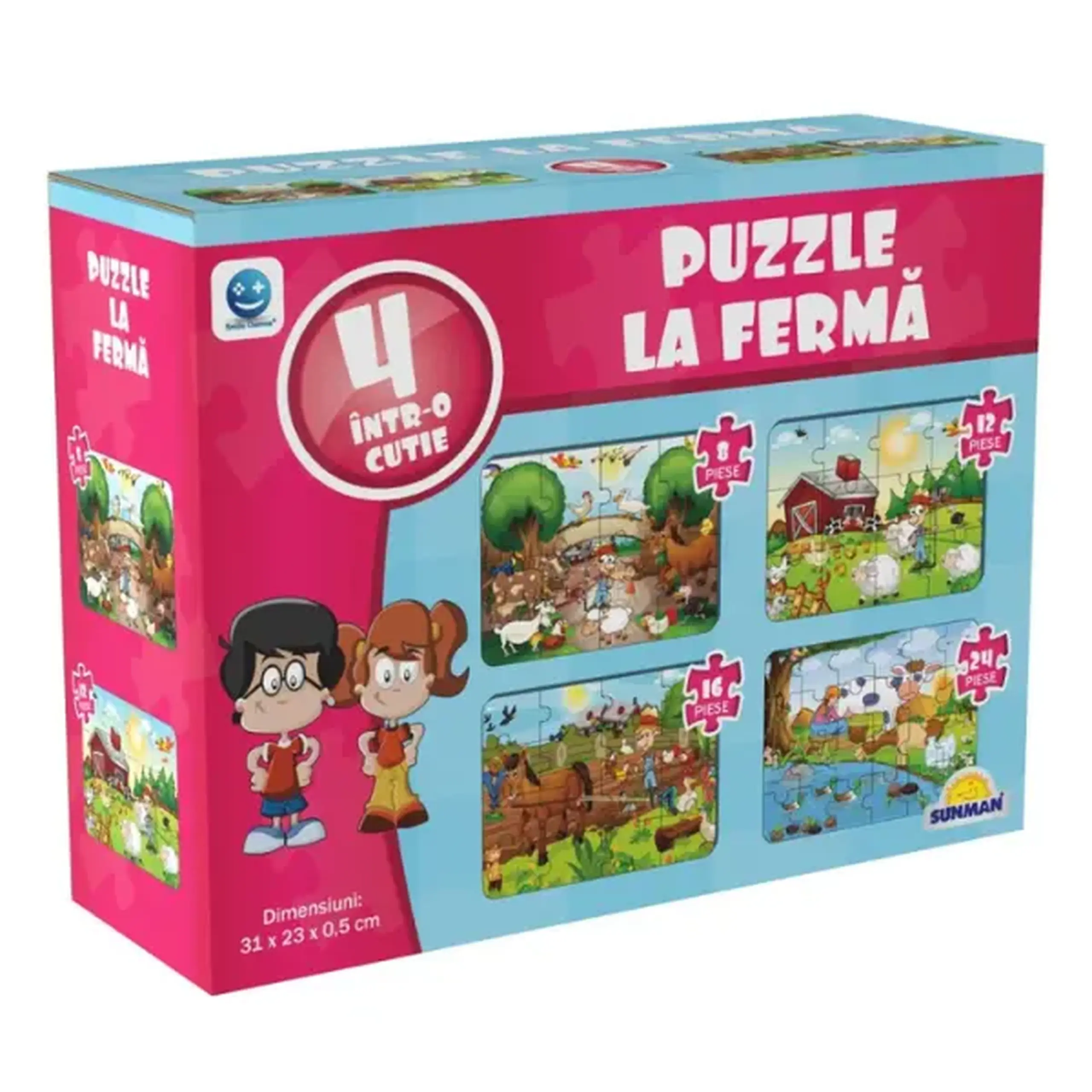 Puzzle 4 în 1 "Animalele la fermă", (ro), Smile Games