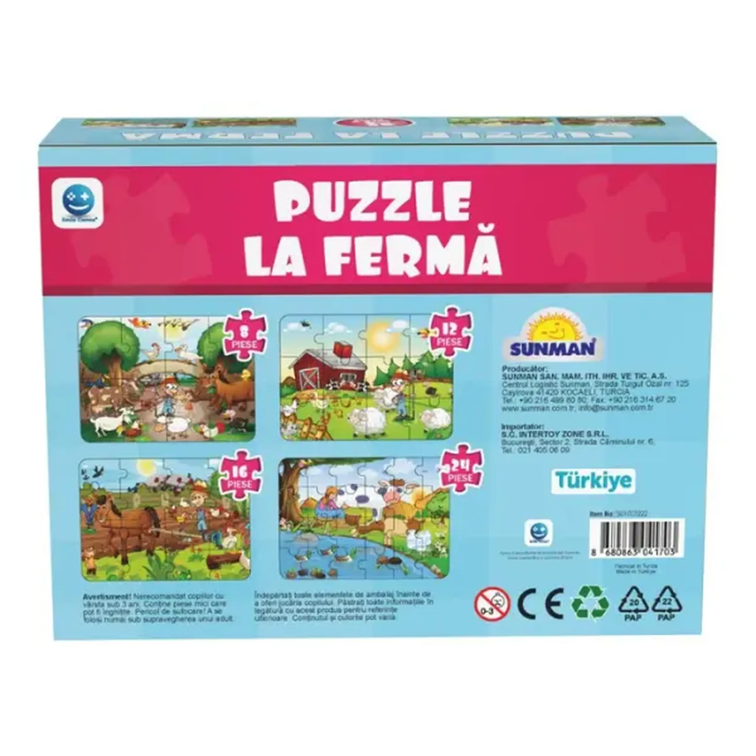 Puzzle 4 în 1 "Animalele la fermă", (ro), Smile Games