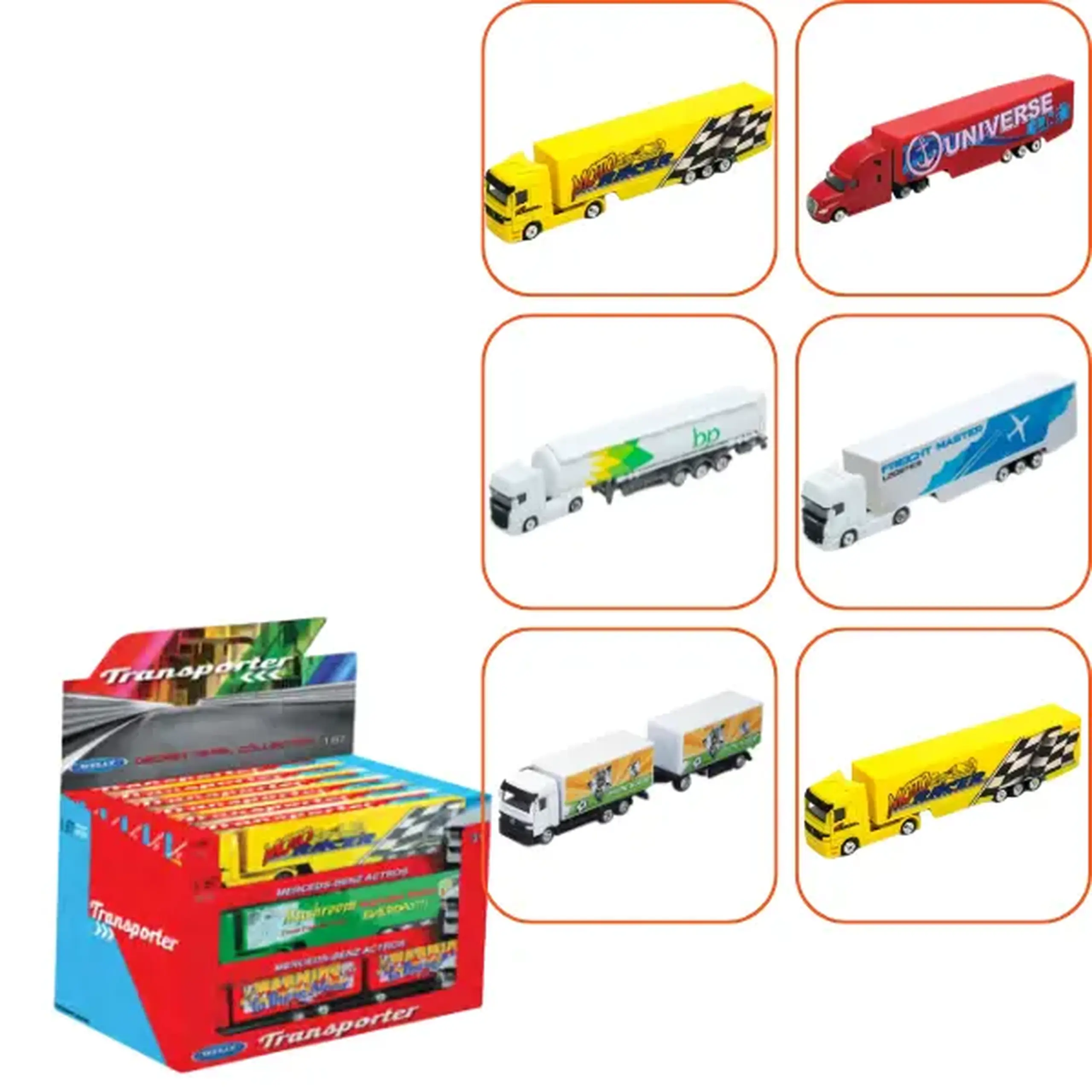 Camioane Metalice de Colecție 1:87 WELLY, 6 modele