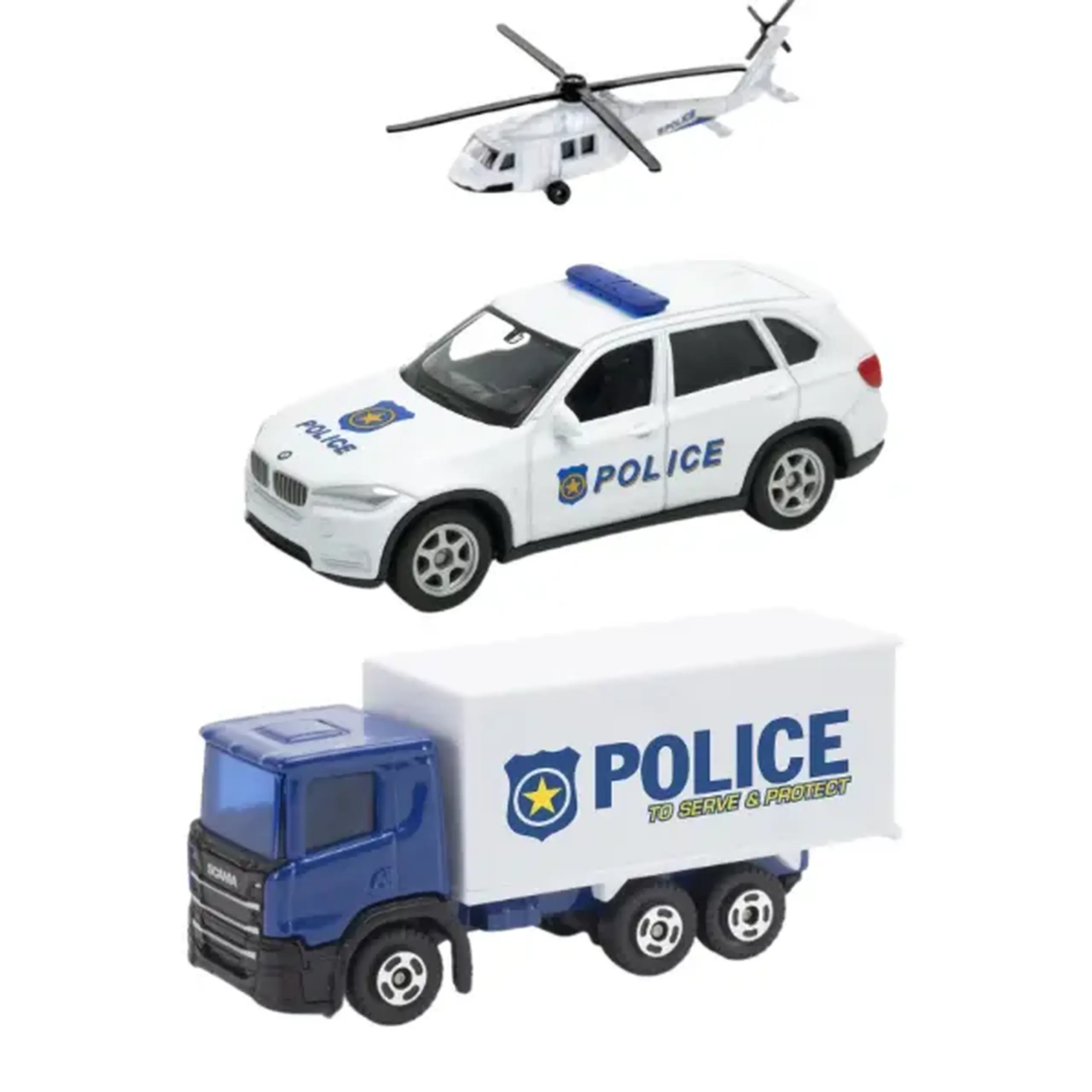 Set de 3 Mașini Metalice de Colecție 1:64 WELLY, POLICE
