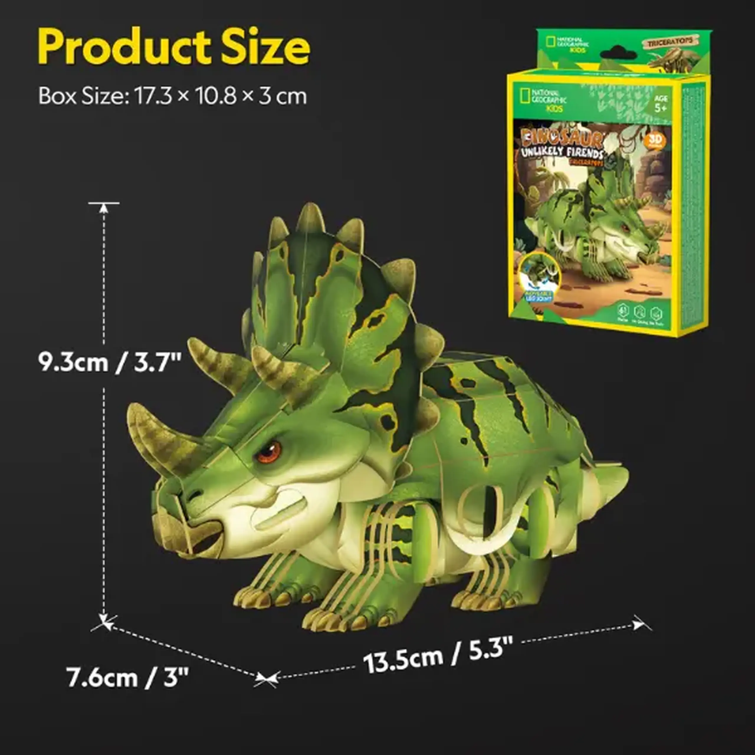 Puzzle 3D Triceratops – O călătorie fascinantă în lumea dinozaurilor, 61 piese
