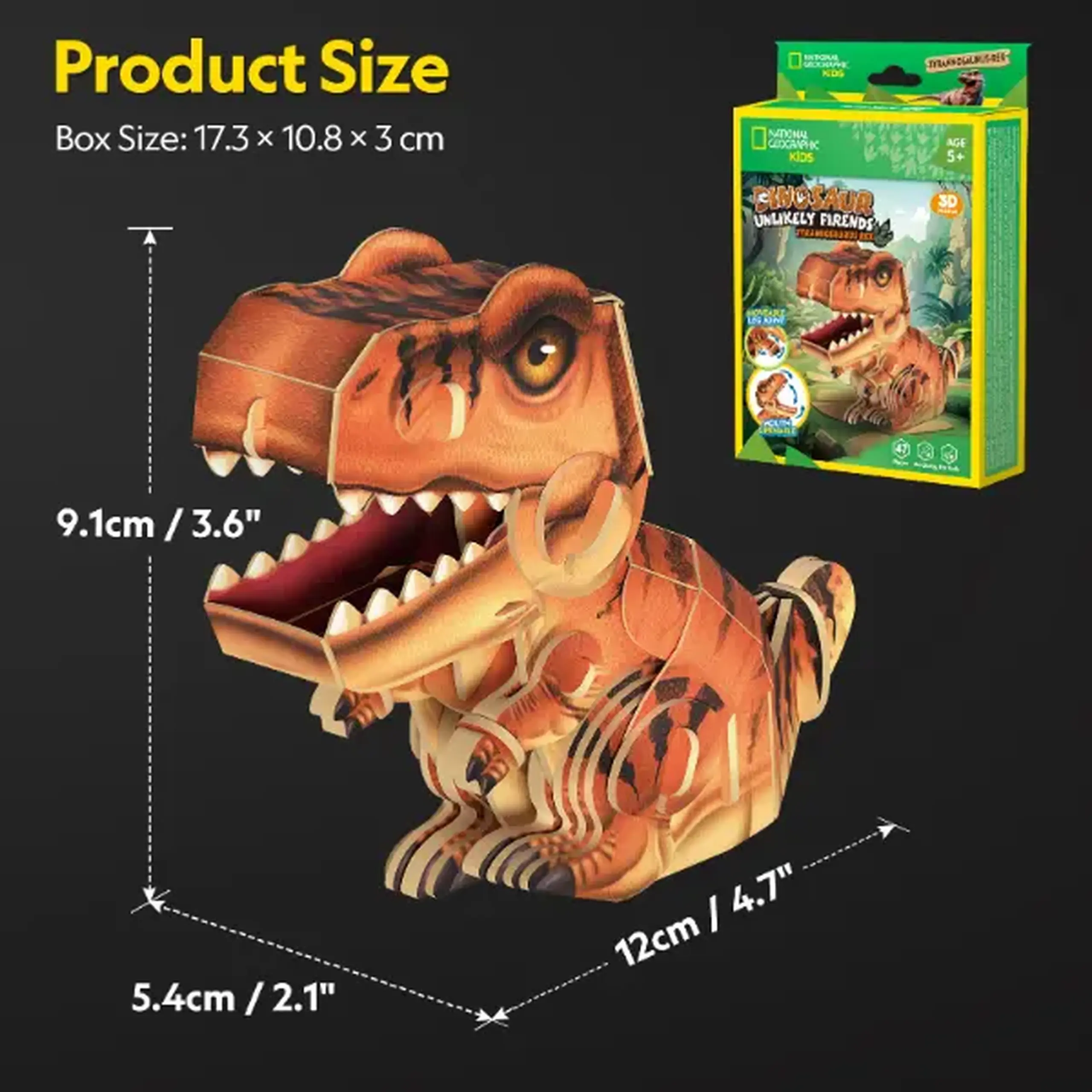 Puzzle 3D Tyrannosaurus Rex – Creează-ți propriul T-Rex impresionant, 47 piese