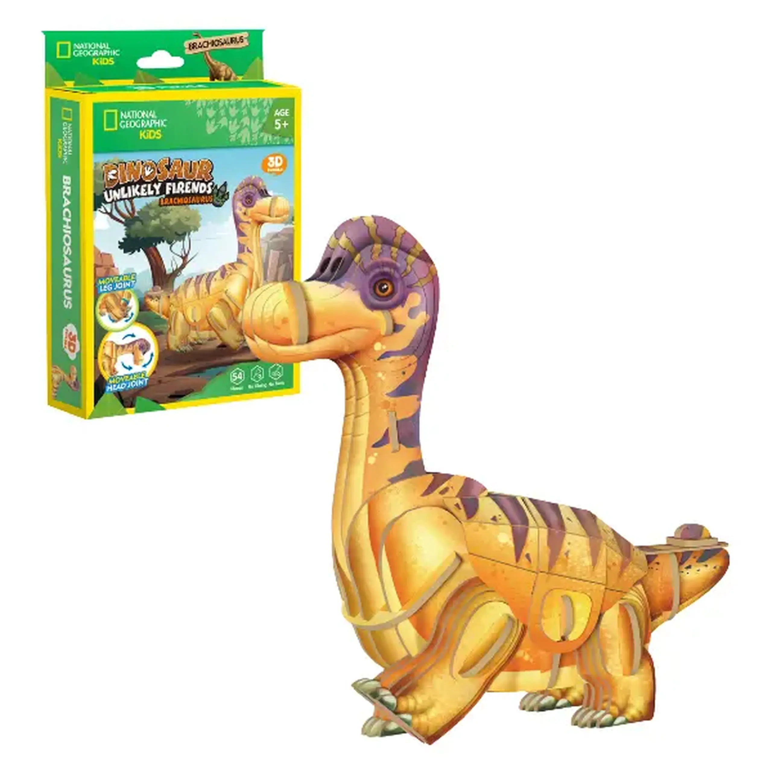 Puzzle 3D Brachiosaurus – Creează-ți propriul gigant cu gât lung, 54 piese