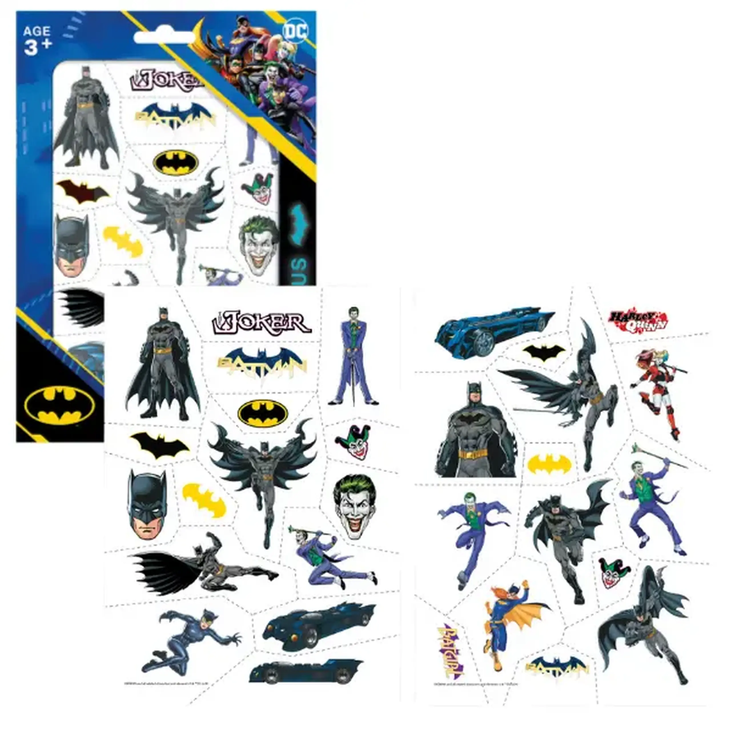 Set de tatuaje temporare pentru copii "Batman: Eroii din Gotham City", luminează în întuneric
