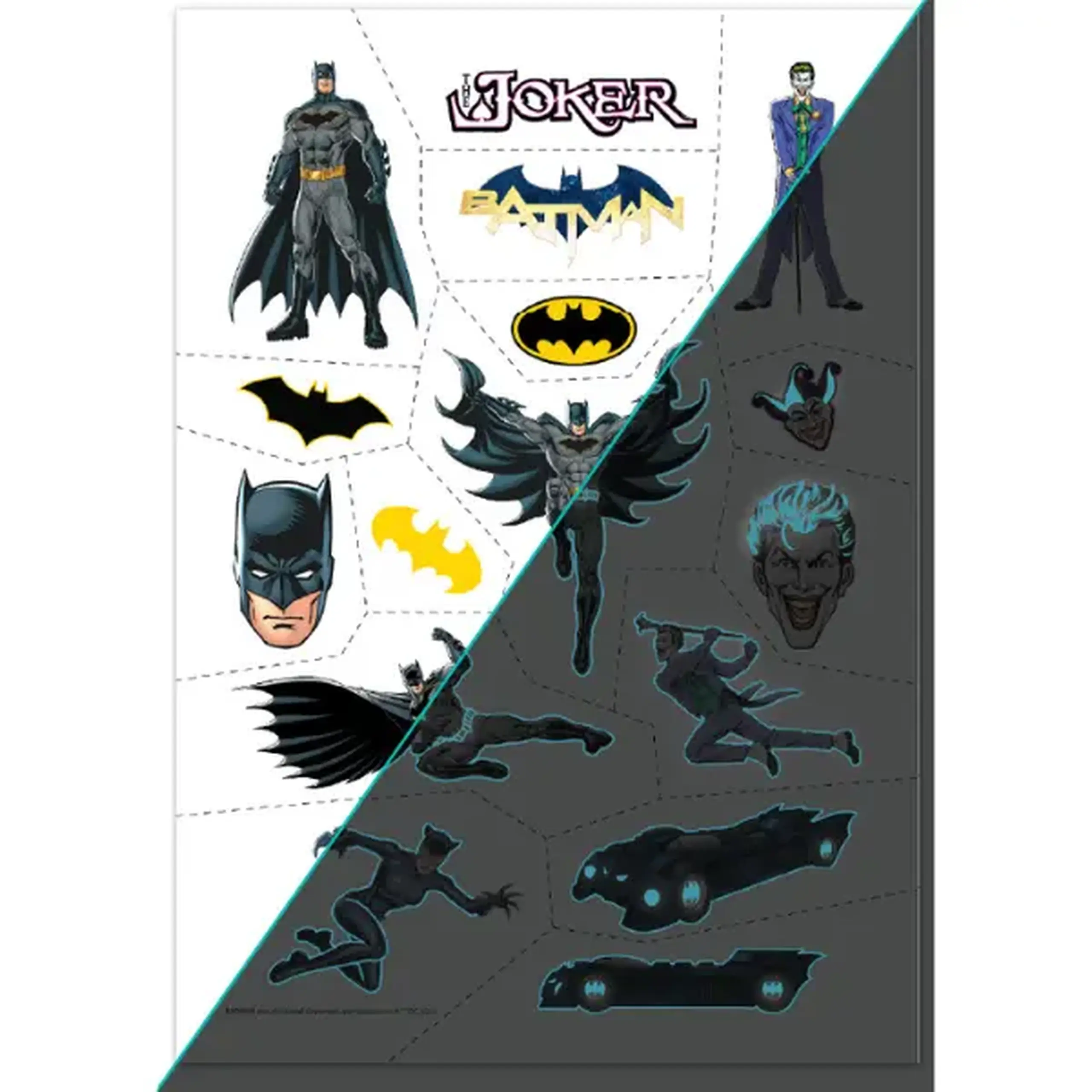 Set de tatuaje temporare pentru copii "Batman: Eroii din Gotham City", luminează în întuneric