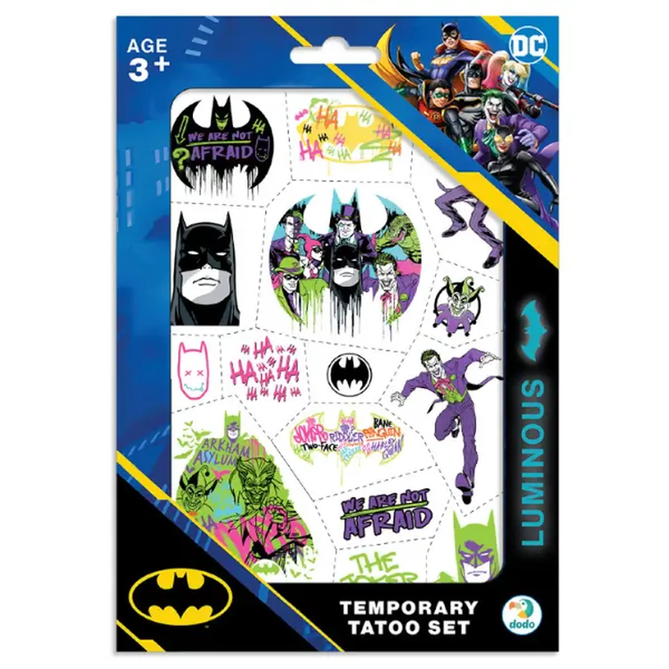 Set de tatuaje temporare pentru copii "Batman: Echipă", luminează în întuneric