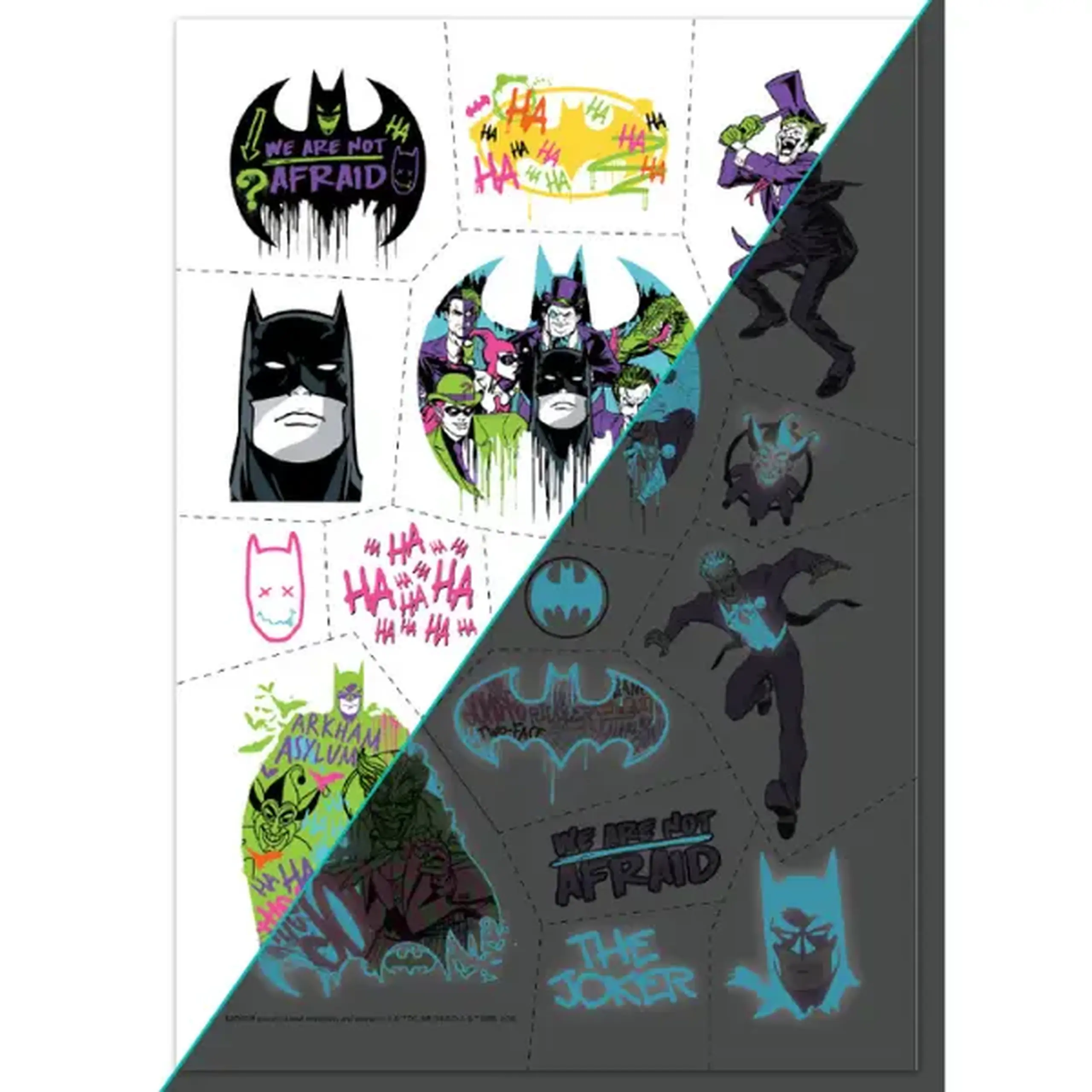 Set de tatuaje temporare pentru copii "Batman: Echipă", luminează în întuneric
