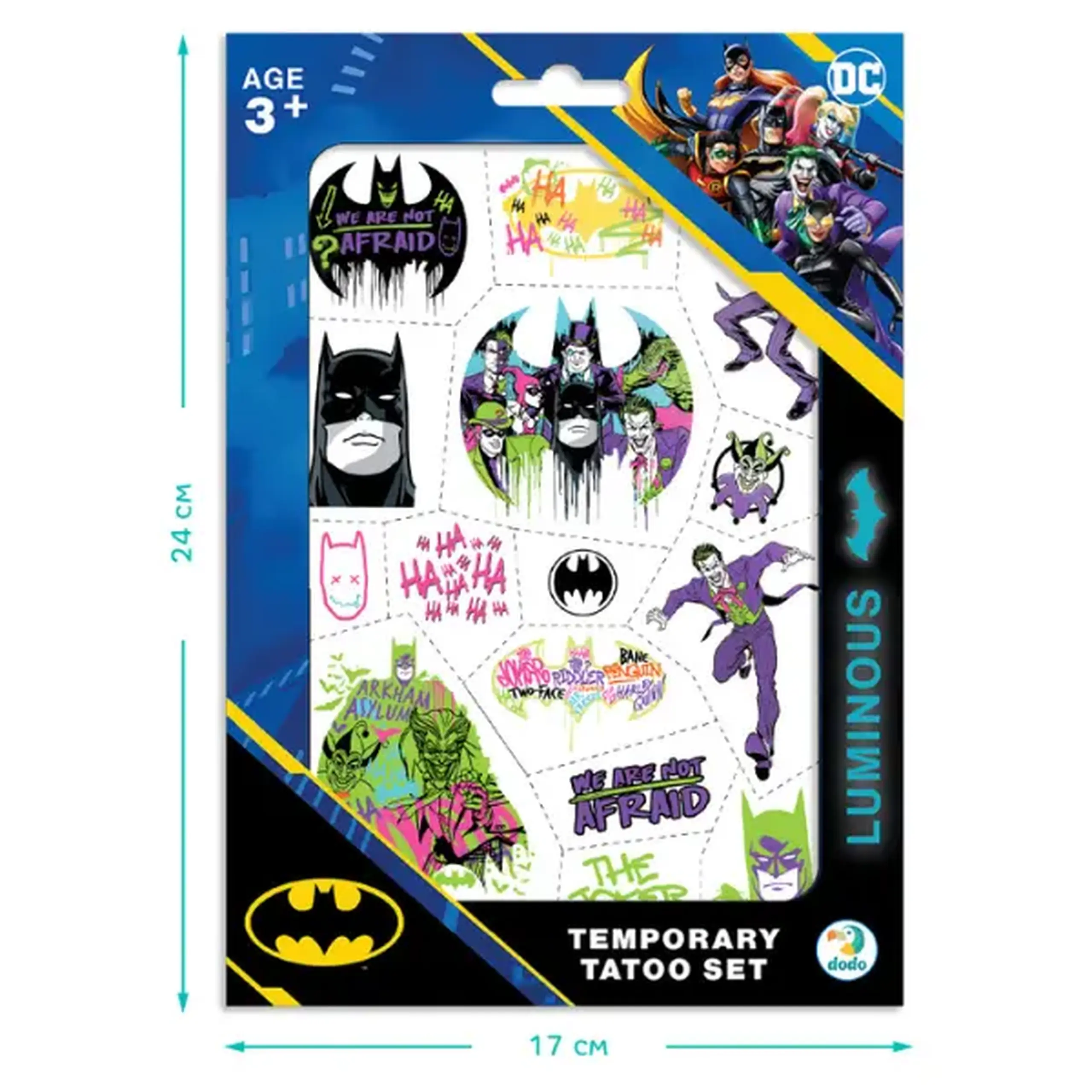 Set de tatuaje temporare pentru copii "Batman: Echipă", luminează în întuneric