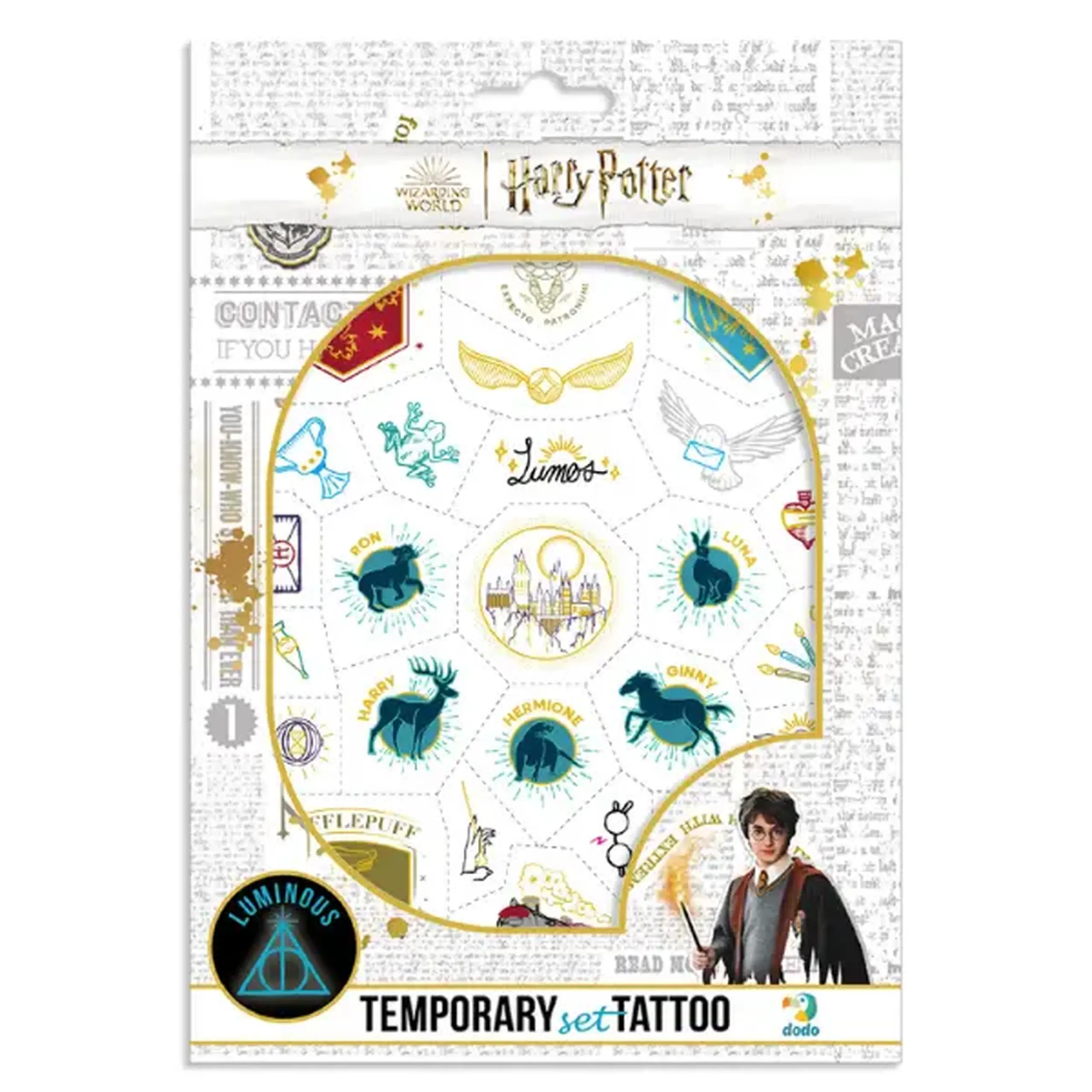 Set de tatuaje temporare pentru copii "Harry Potter: Simboluri", luminează în întuneric