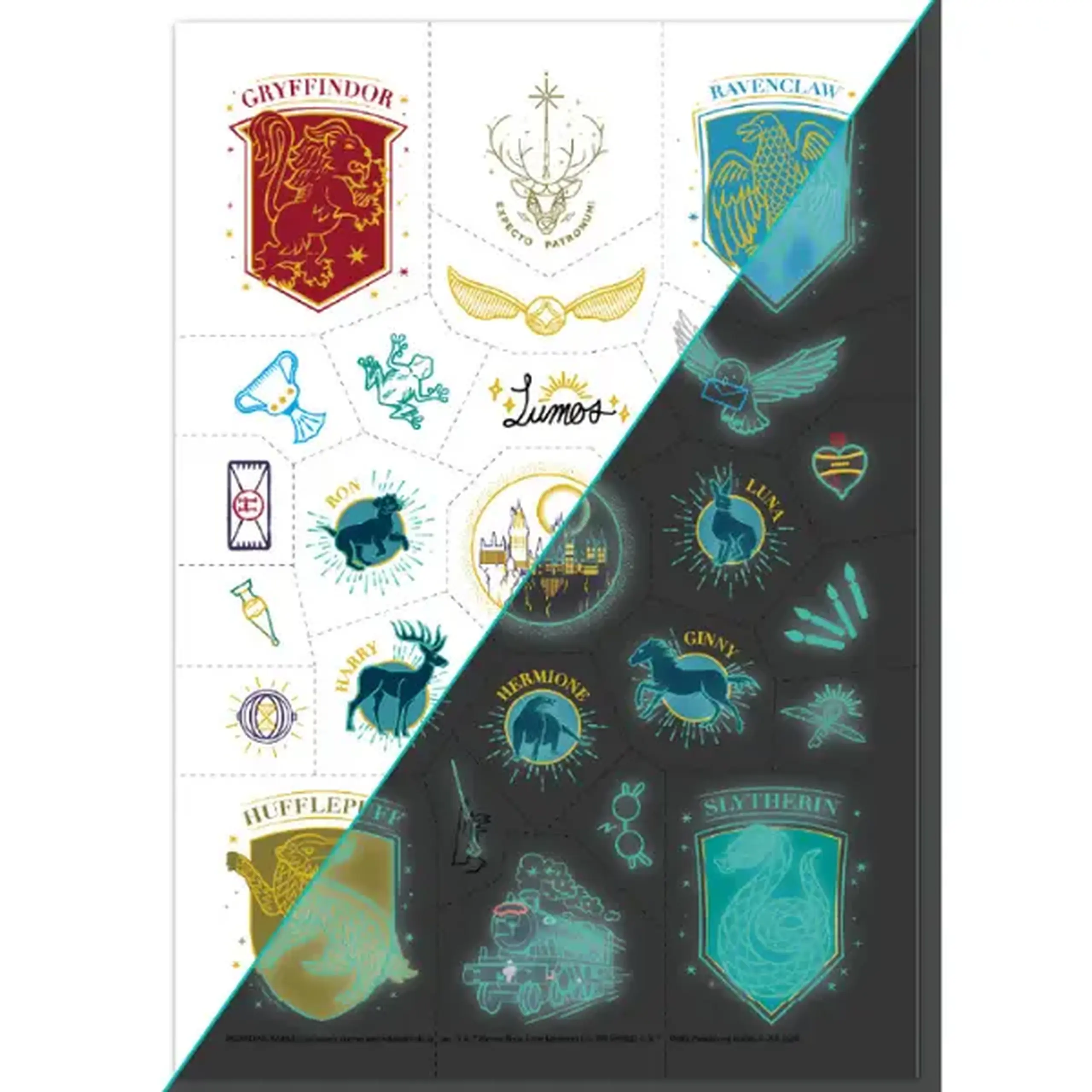 Set de tatuaje temporare pentru copii "Harry Potter: Simboluri", luminează în întuneric