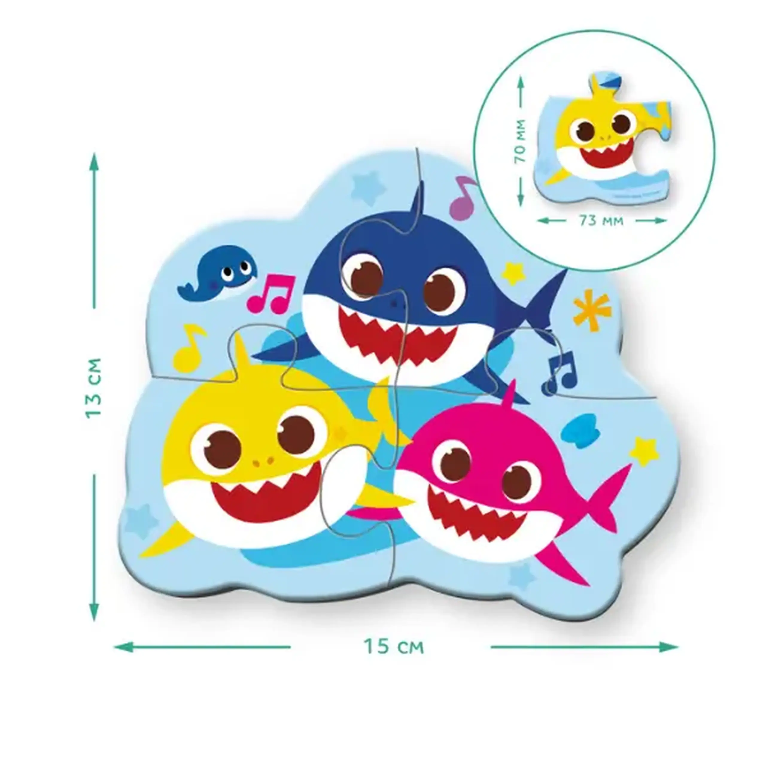 Puzzle pentru cei mici, 18 piese, seria Baby Shark