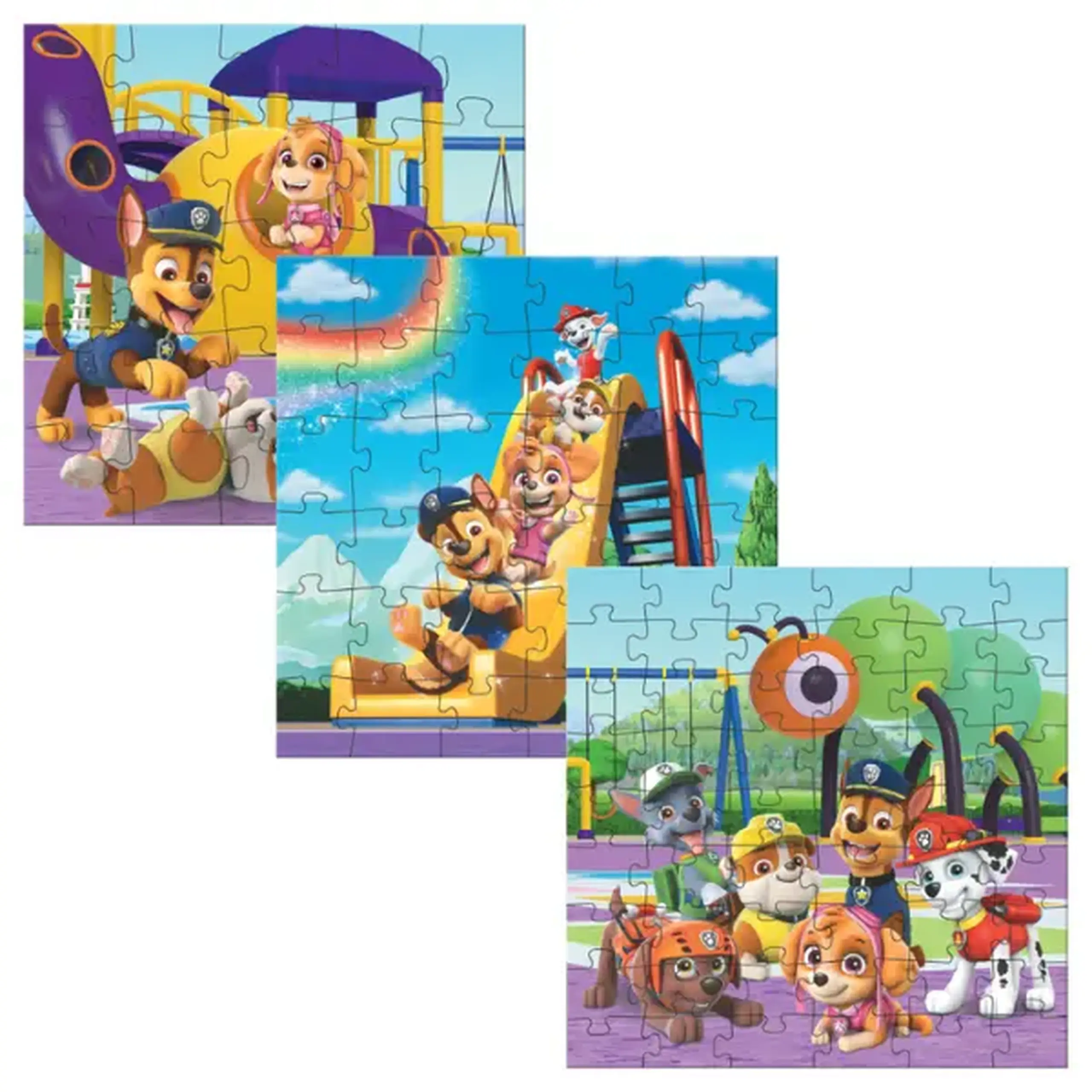 Puzzle 3-în-1 "Teren de joacă", 25, 36, 54 piese, seria Patrula Cățelușilor