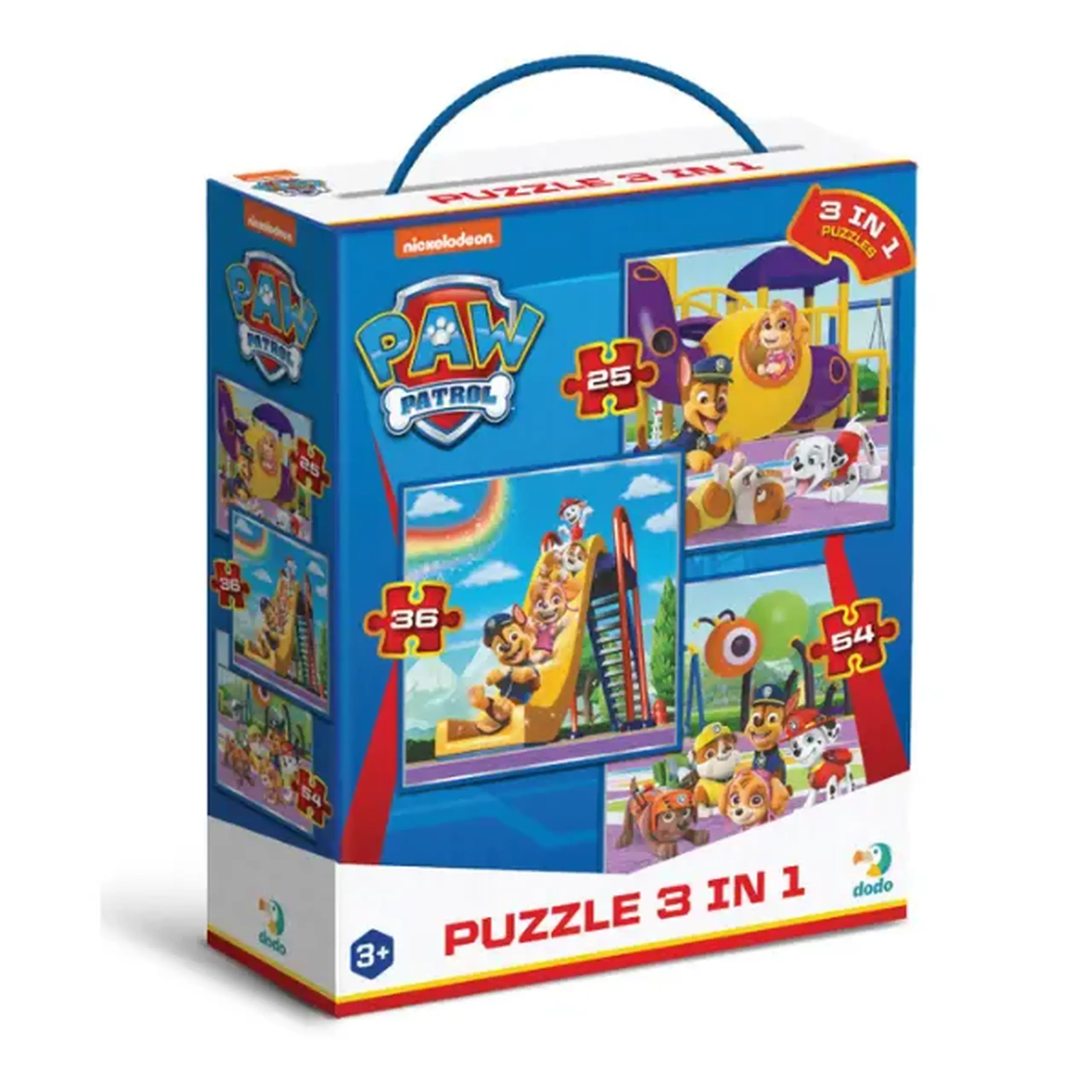 Puzzle 3-în-1 "Teren de joacă", 25, 36, 54 piese, seria Patrula Cățelușilor