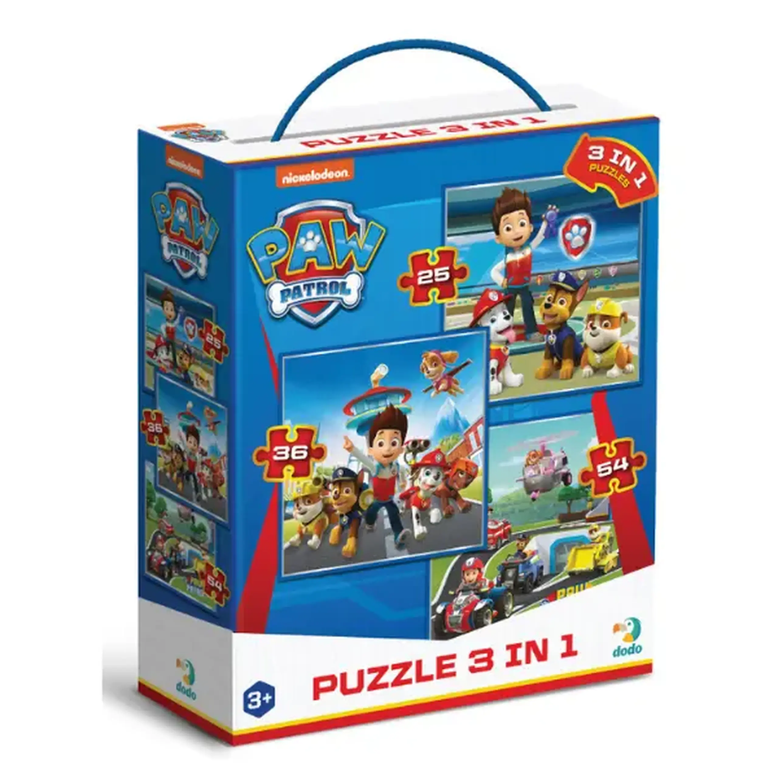 Puzzle 3-în-1 "Gata de acțiune", 25, 36, 54 piese, seria Patrula Cățelușilor