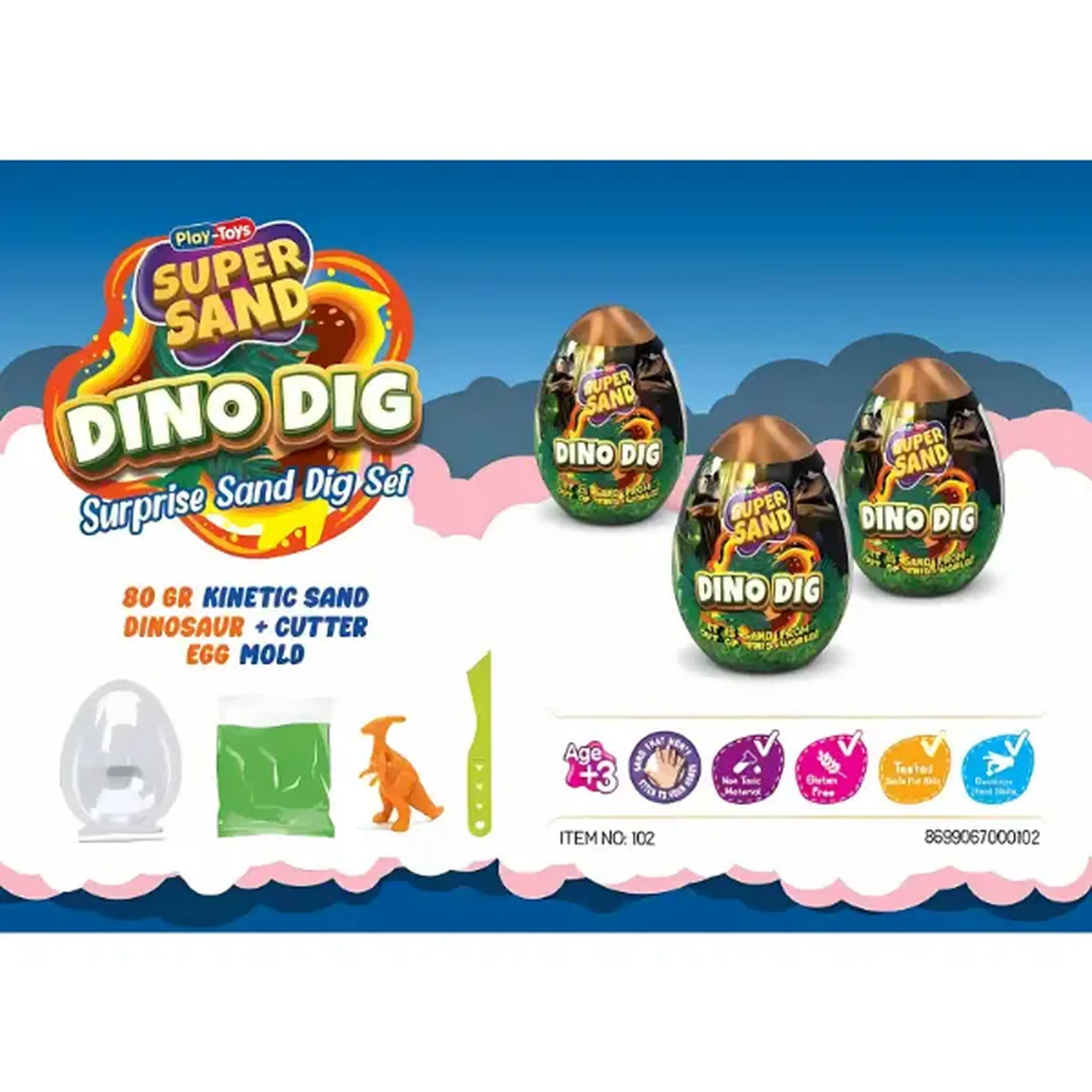 Set cinetic în ou "Dinozauri"
