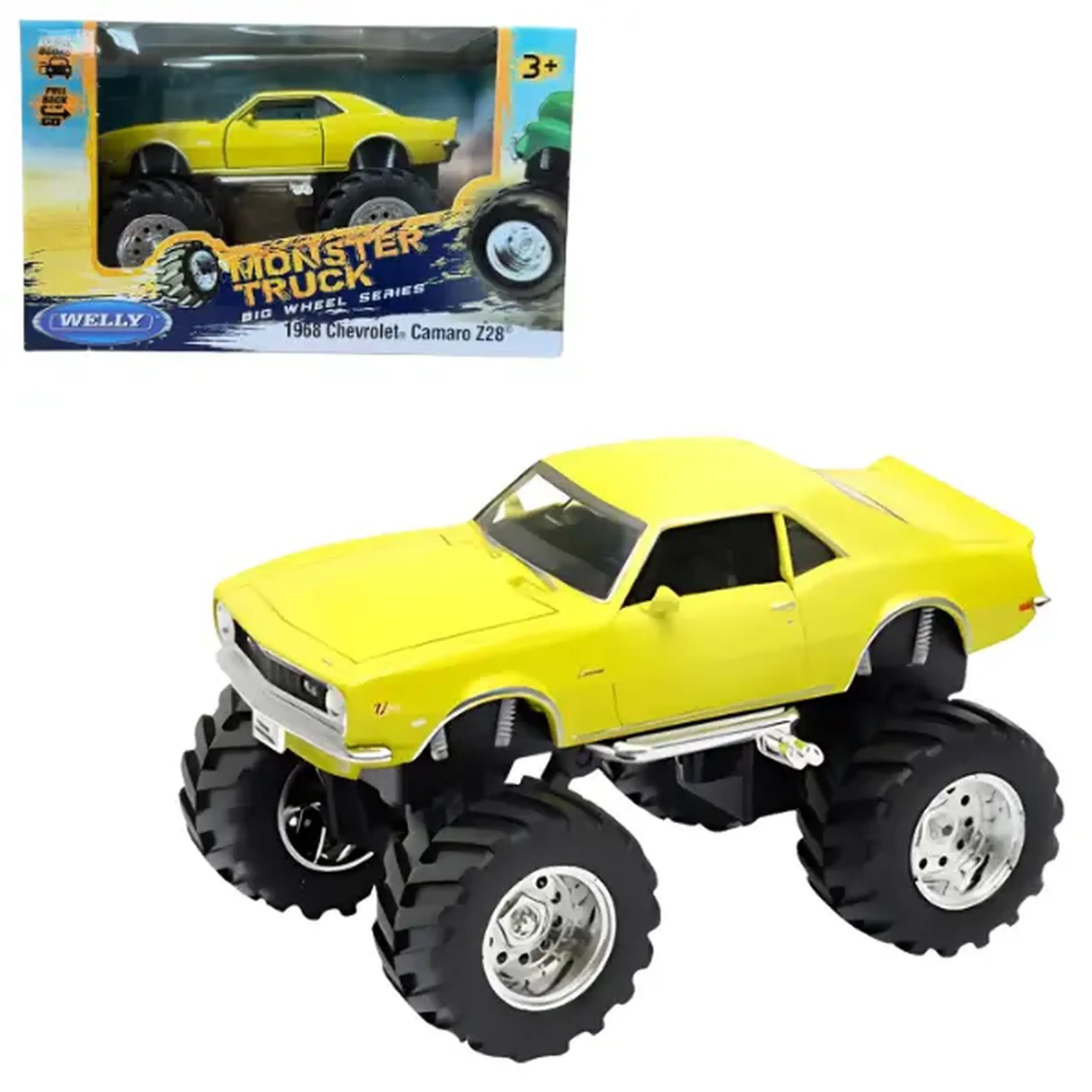 Monster Truck metalic 1:38 1968 Chevrolet Camaro Z28, Big Wheel