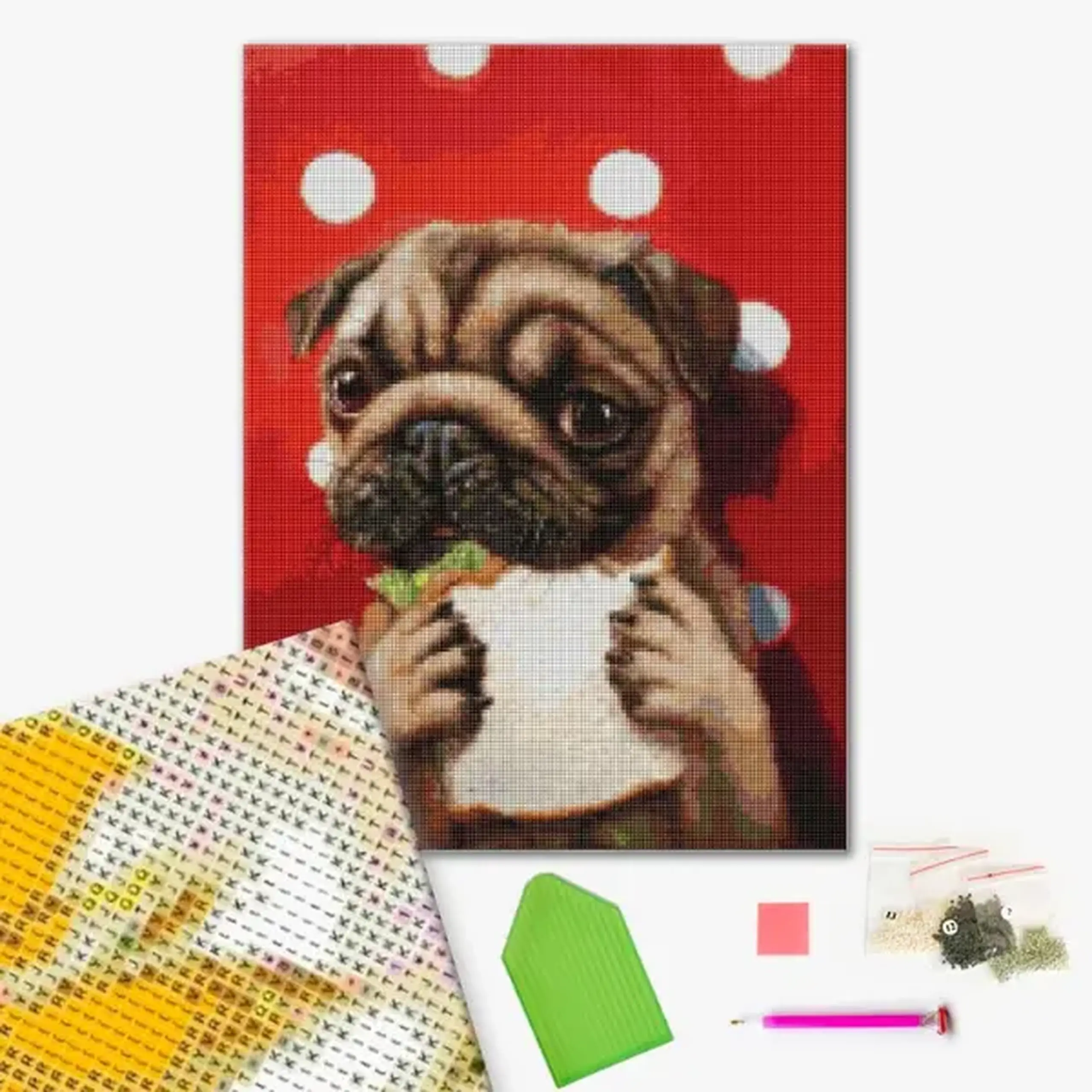 Mozaic cu diamante 40*50 сm (fără cutie) – Cățeluș fericit, Lucia Heffernan