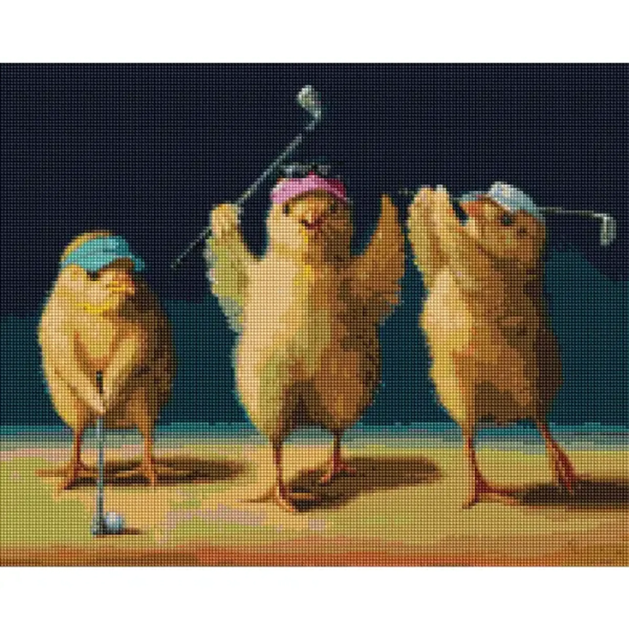 Mozaic cu diamante 40*50 сm (fără cutie) – Puișori-golfiști, Lucia Heffernan