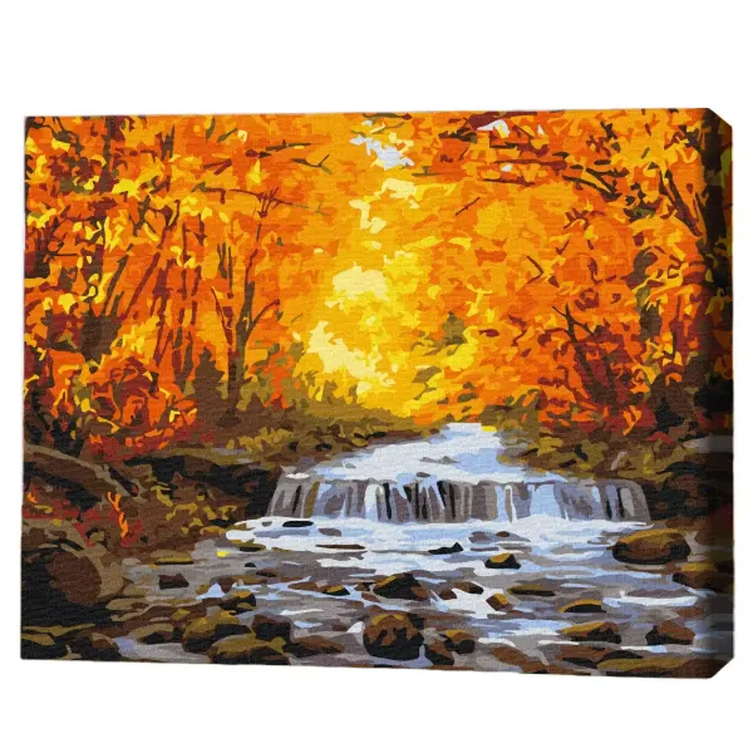 Pictură pe numere 40x50 cm (fără cutie) – Cascadă în aurirea de toamnă