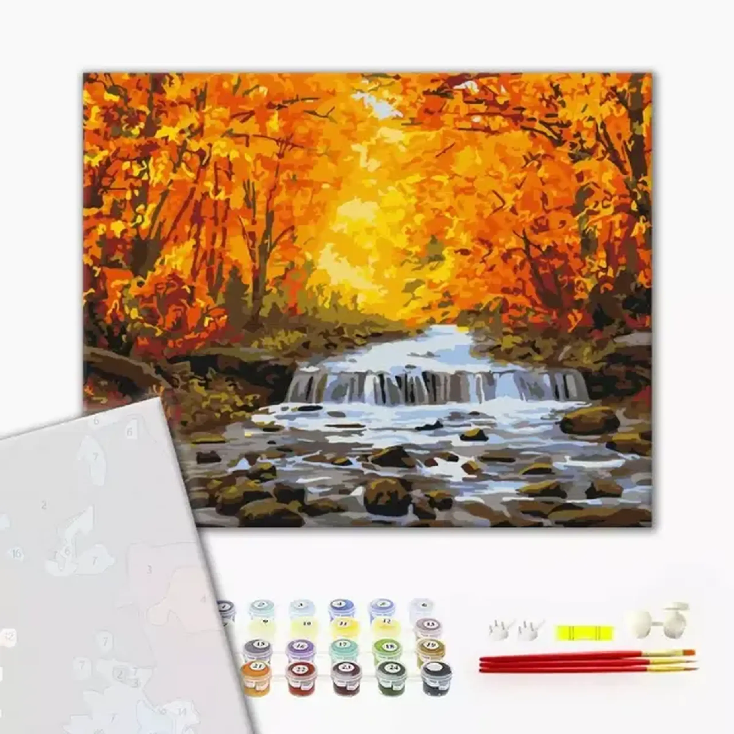 Pictură pe numere 40x50 cm (fără cutie) – Cascadă în aurirea de toamnă