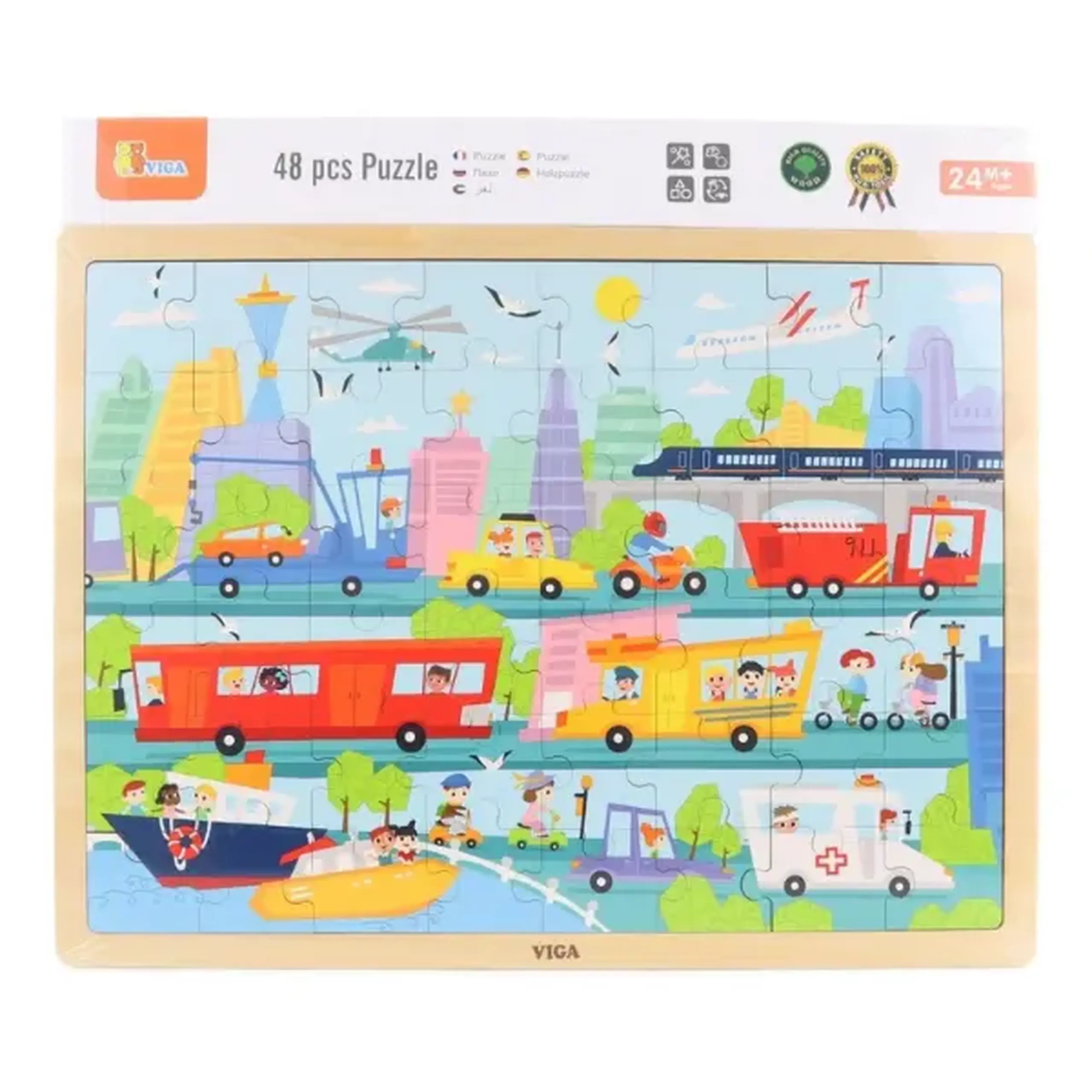 Puzzle din lemn "Transport" 48 elem.