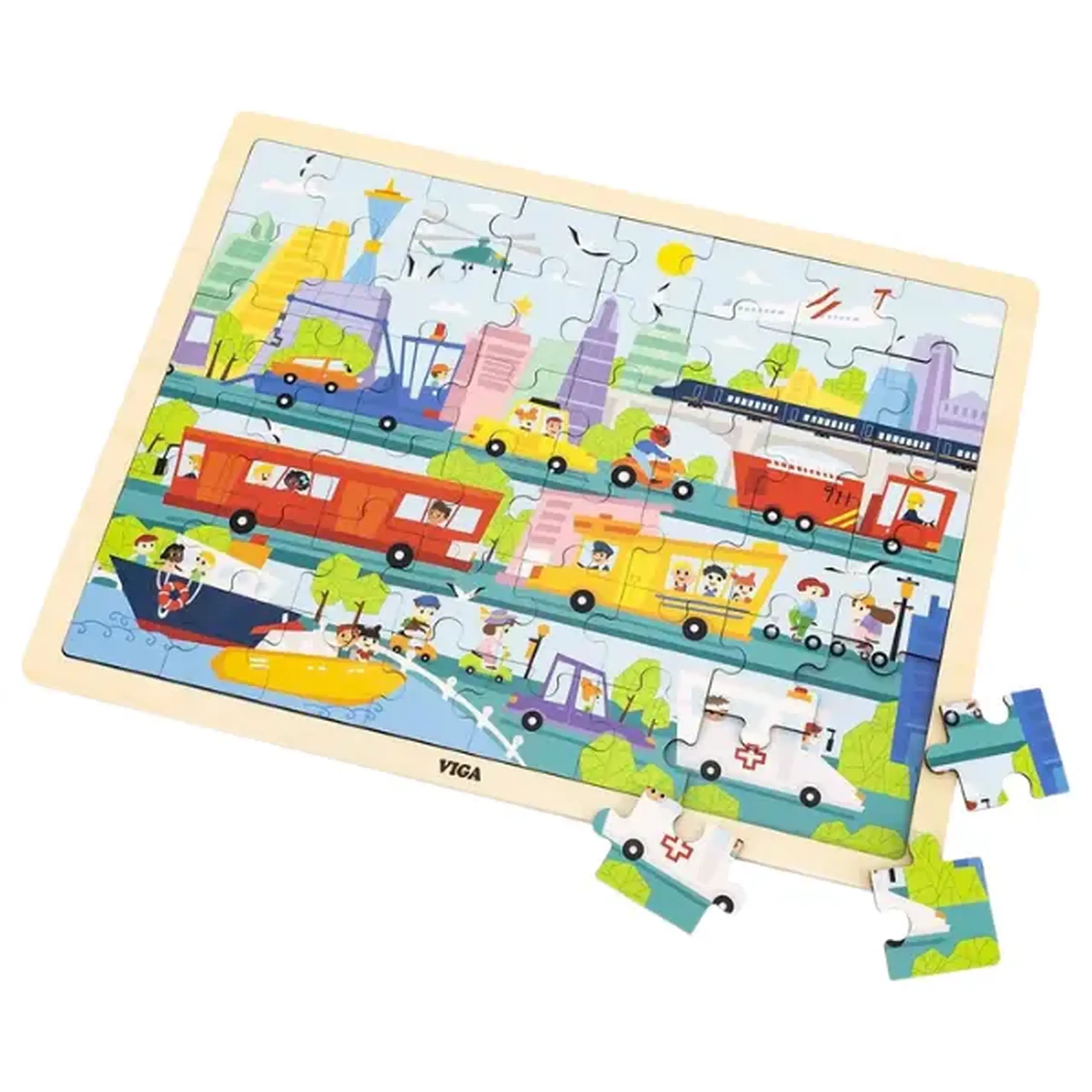 Puzzle din lemn "Transport" 48 elem.