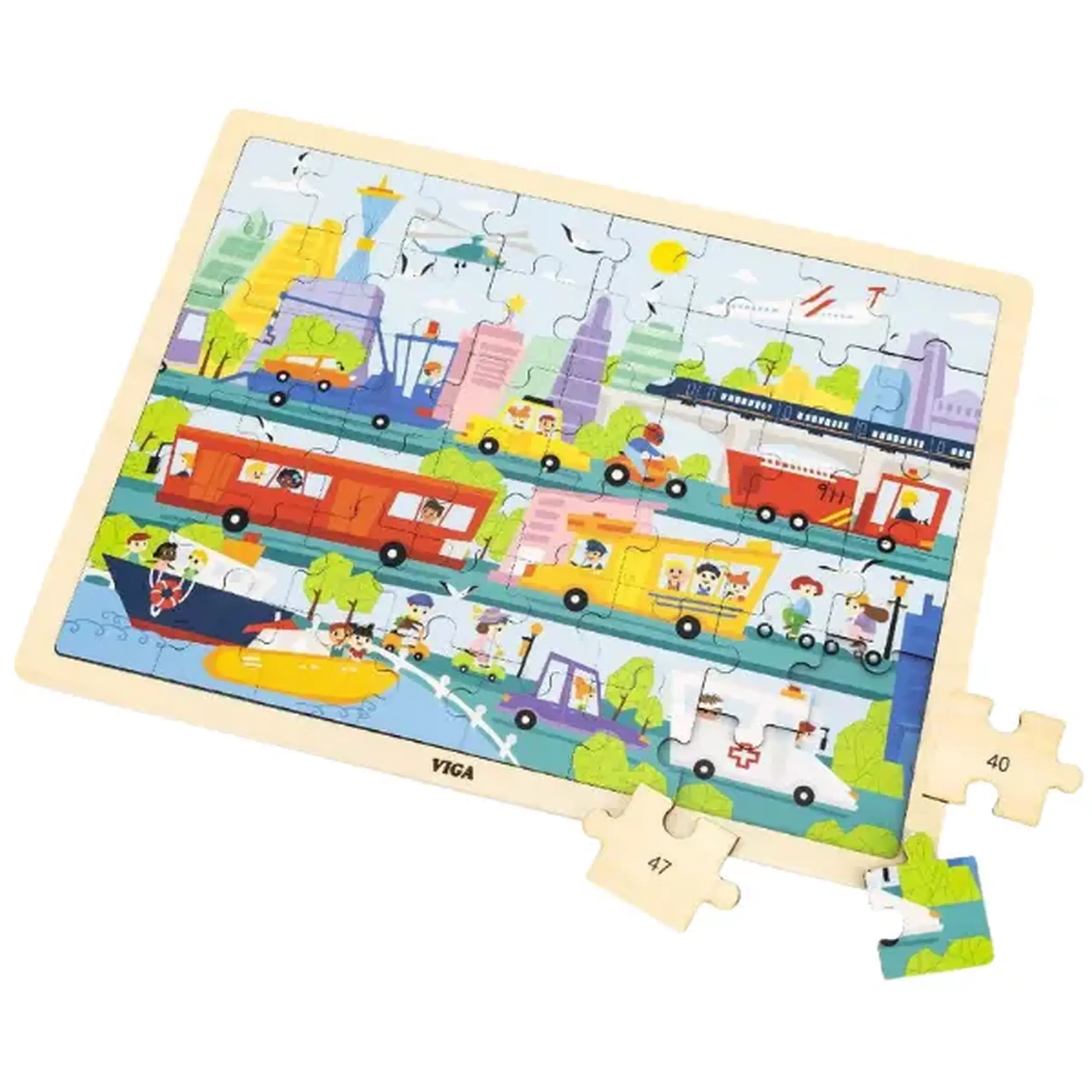 Puzzle din lemn "Transport" 48 elem.