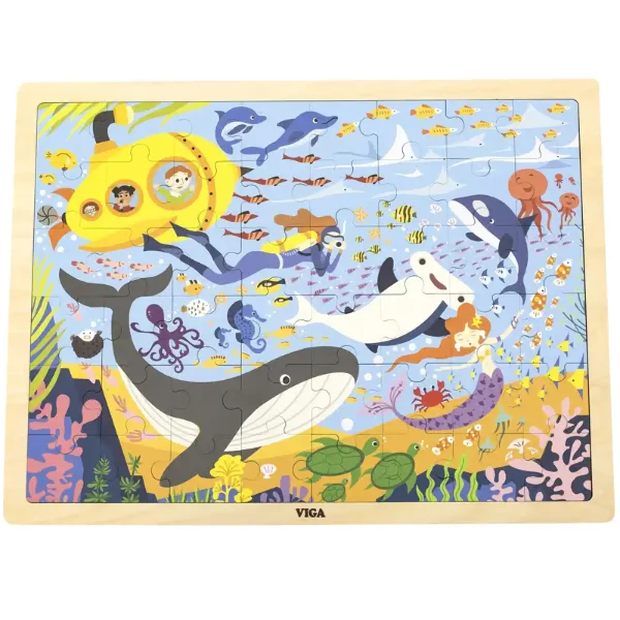 Puzzle din lemn "Viața marină" 48 elem.
