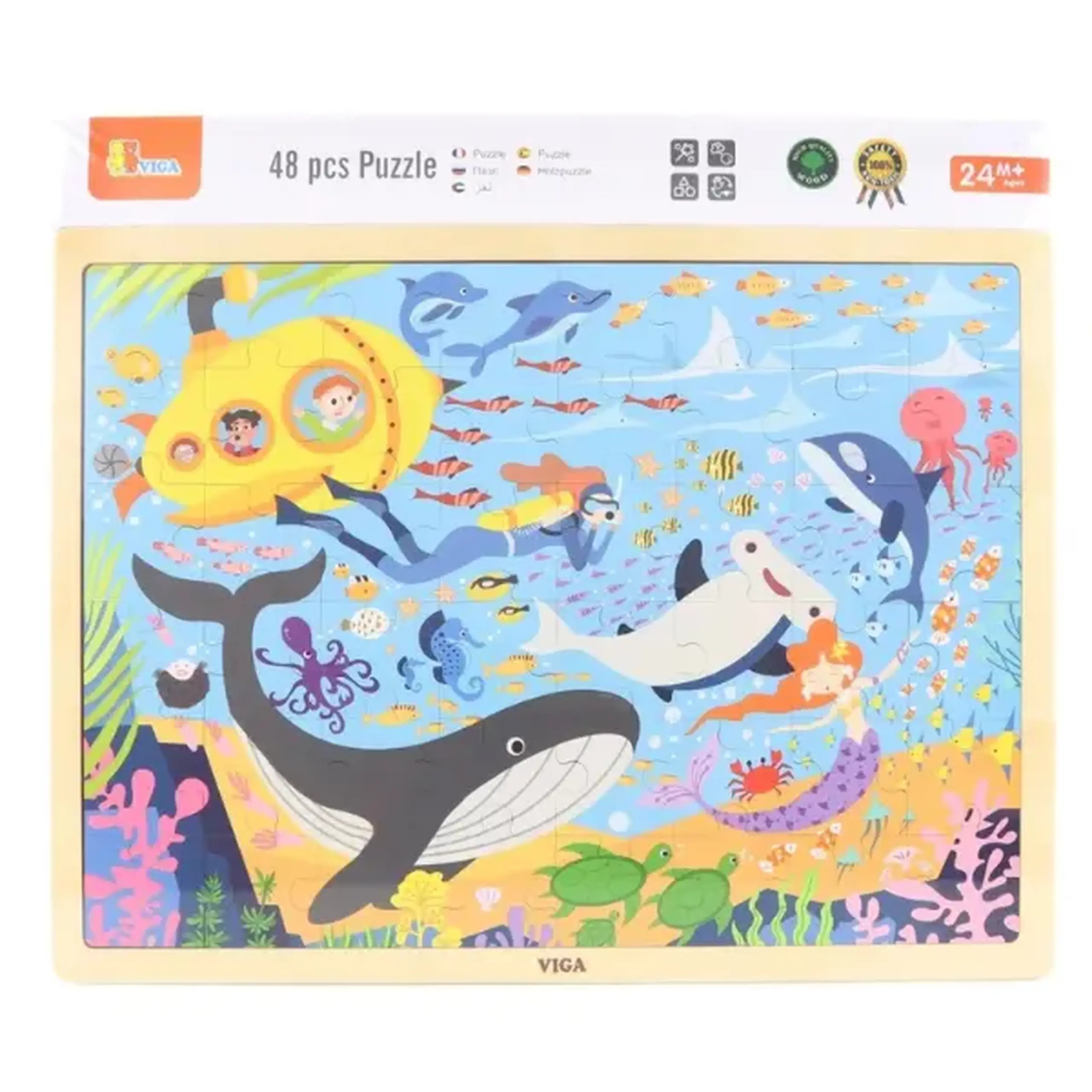 Puzzle din lemn "Viața marină" 48 elem.