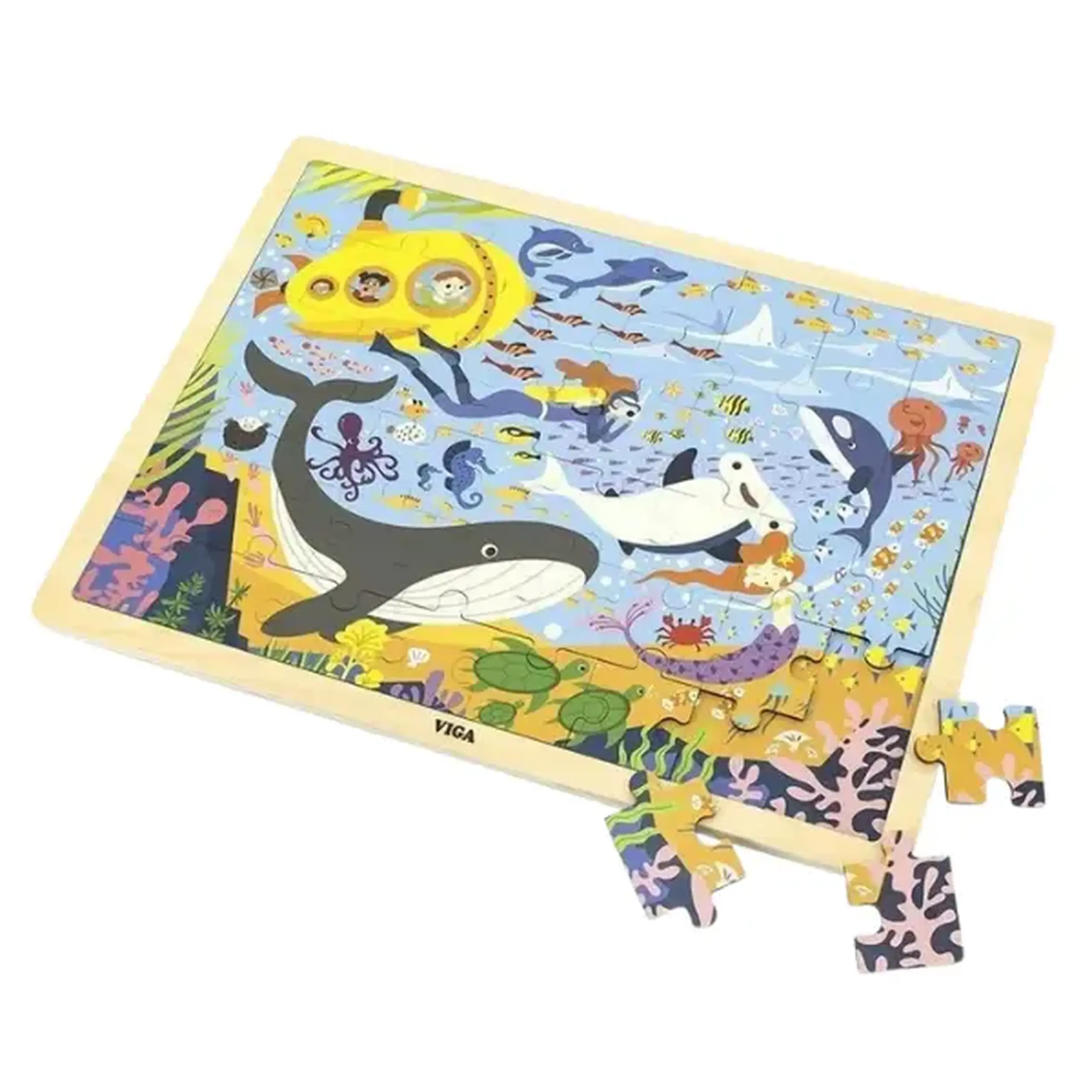 Puzzle din lemn "Viața marină" 48 elem.