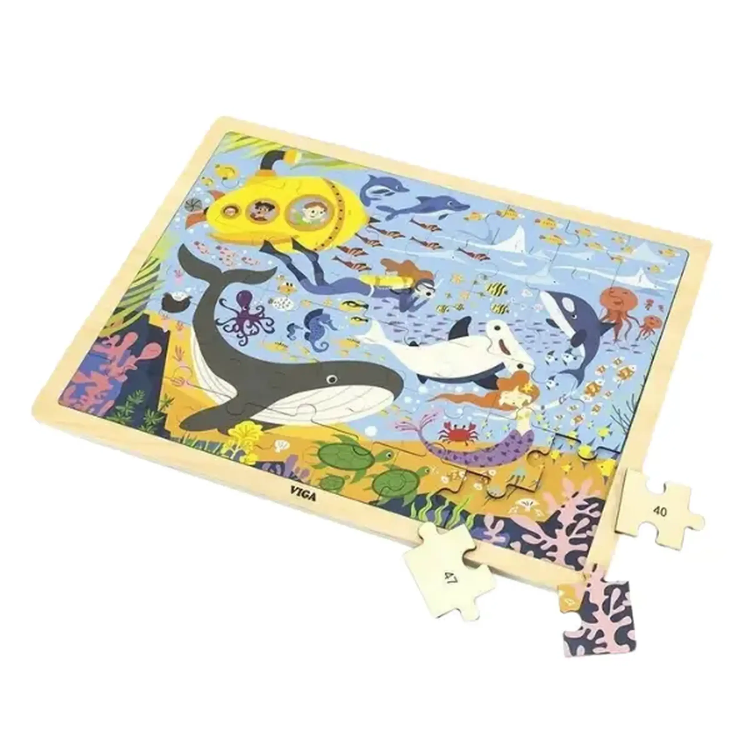 Puzzle din lemn "Viața marină" 48 elem.