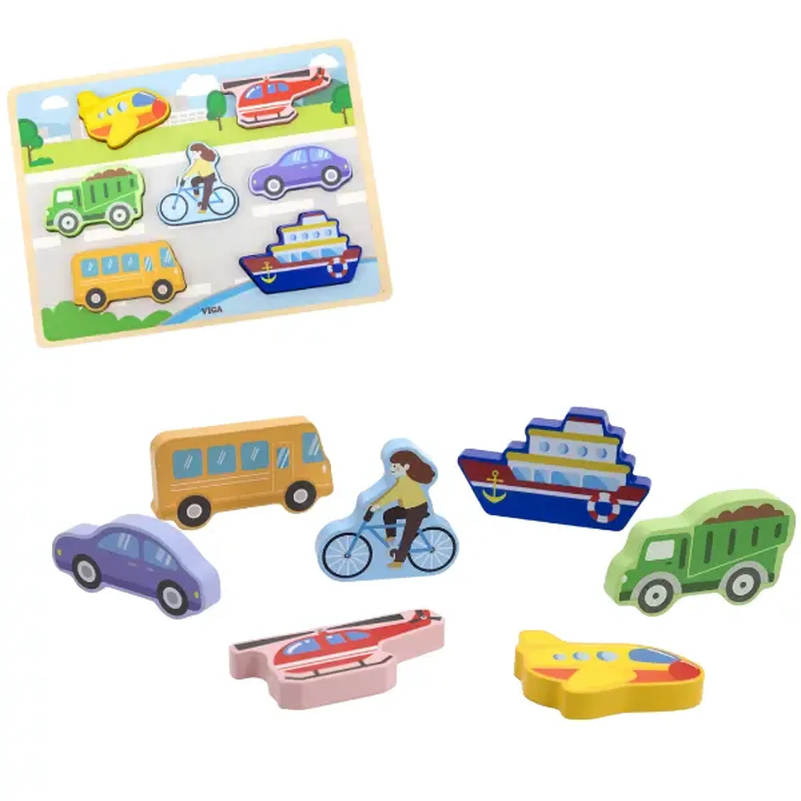 Puzzle tactil - inserție "Transport", 7 elem.