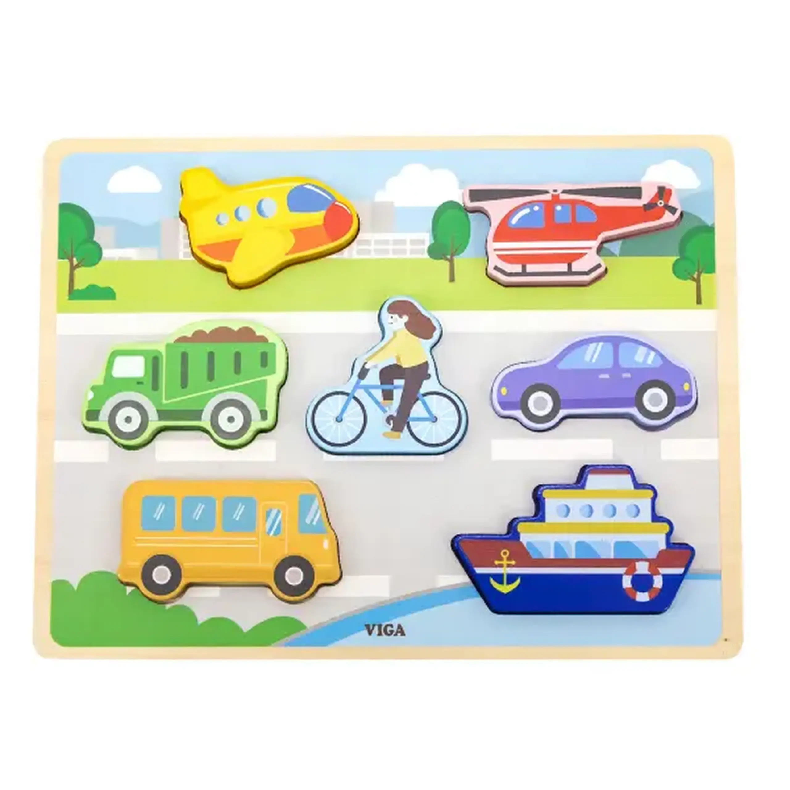 Puzzle tactil - inserție "Transport", 7 elem.