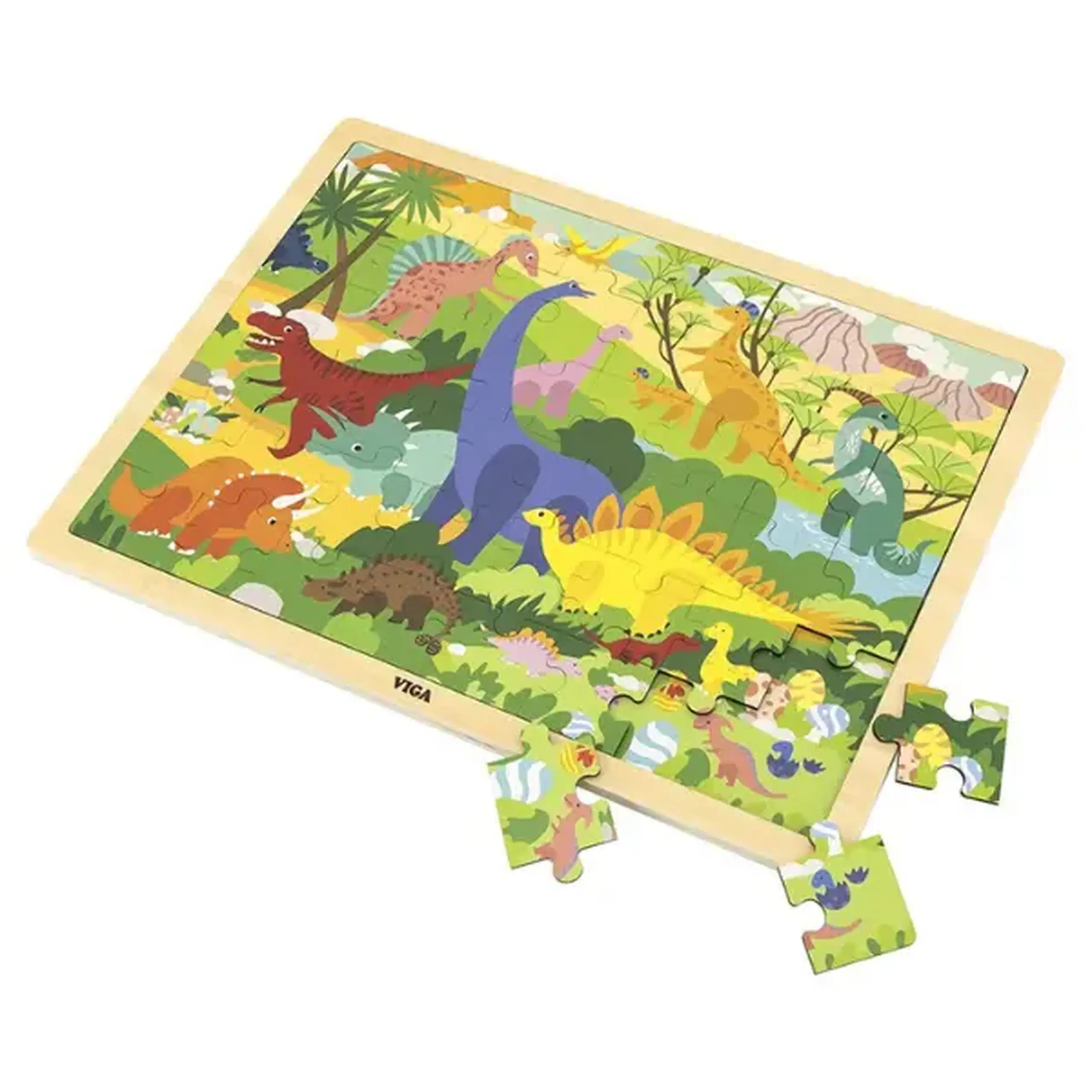 Puzzle din lemn "Dinozauri" 48 elem.