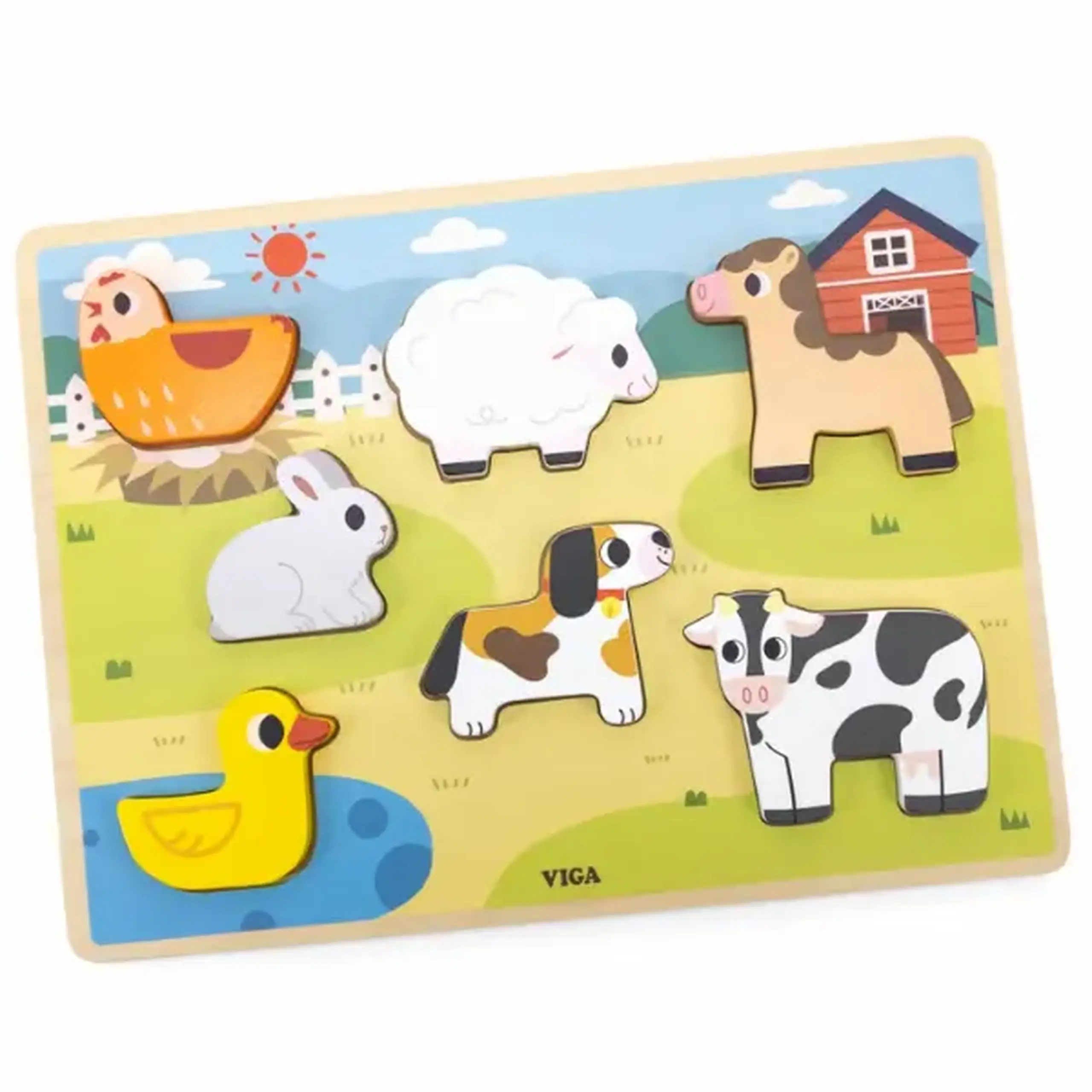Puzzle tactil - inserție "Ferma", 7 elem.