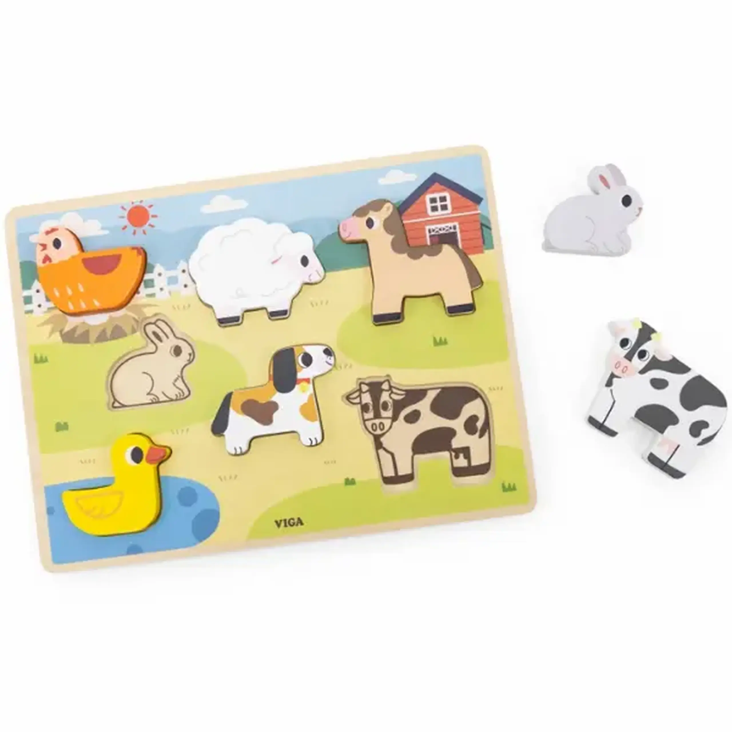 Puzzle tactil - inserție "Ferma", 7 elem.