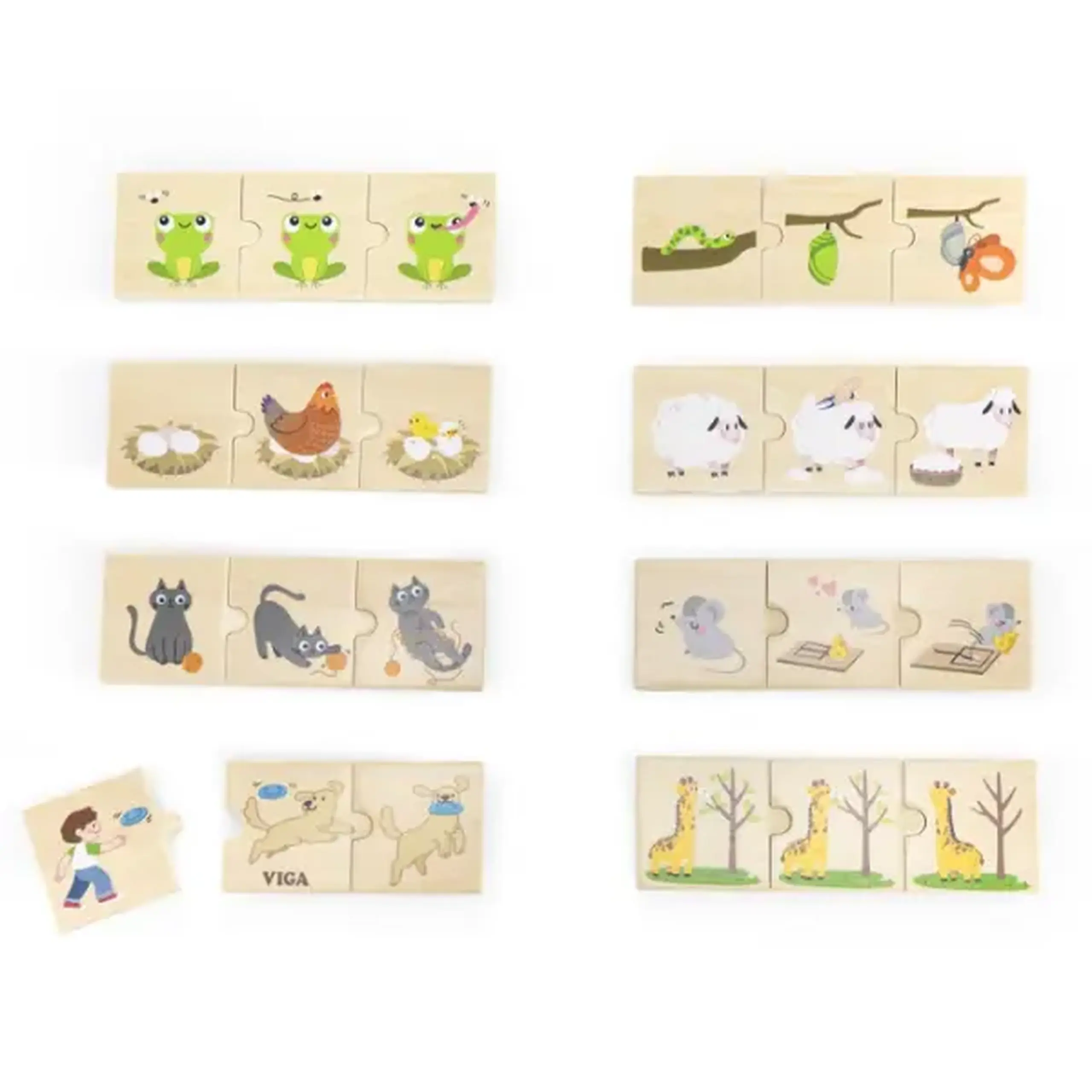 Joc logic de puzzle „Acțiunile animalelor” 24 elem.