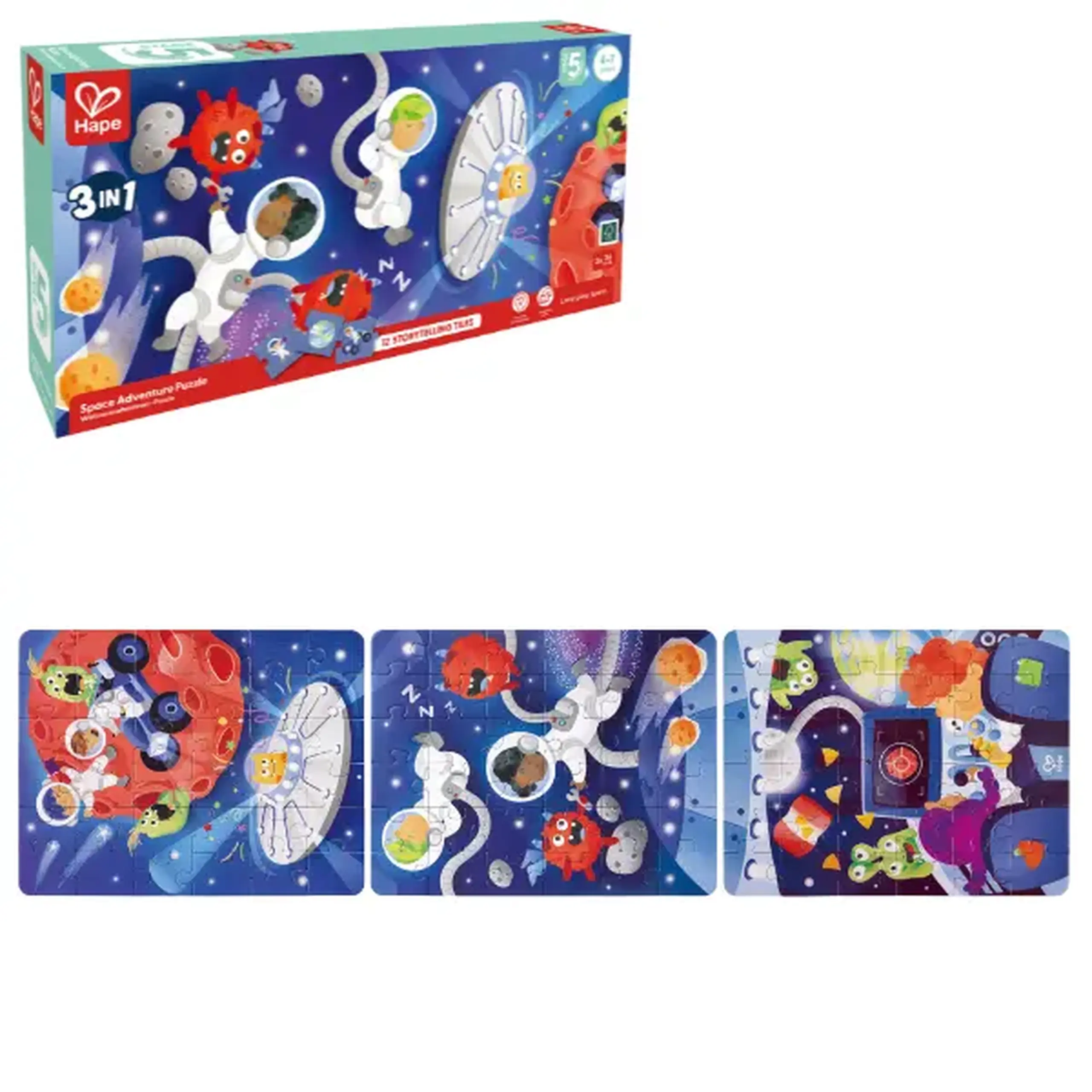 Set puzzle 3 în 1 "Aventura în Spațiu"