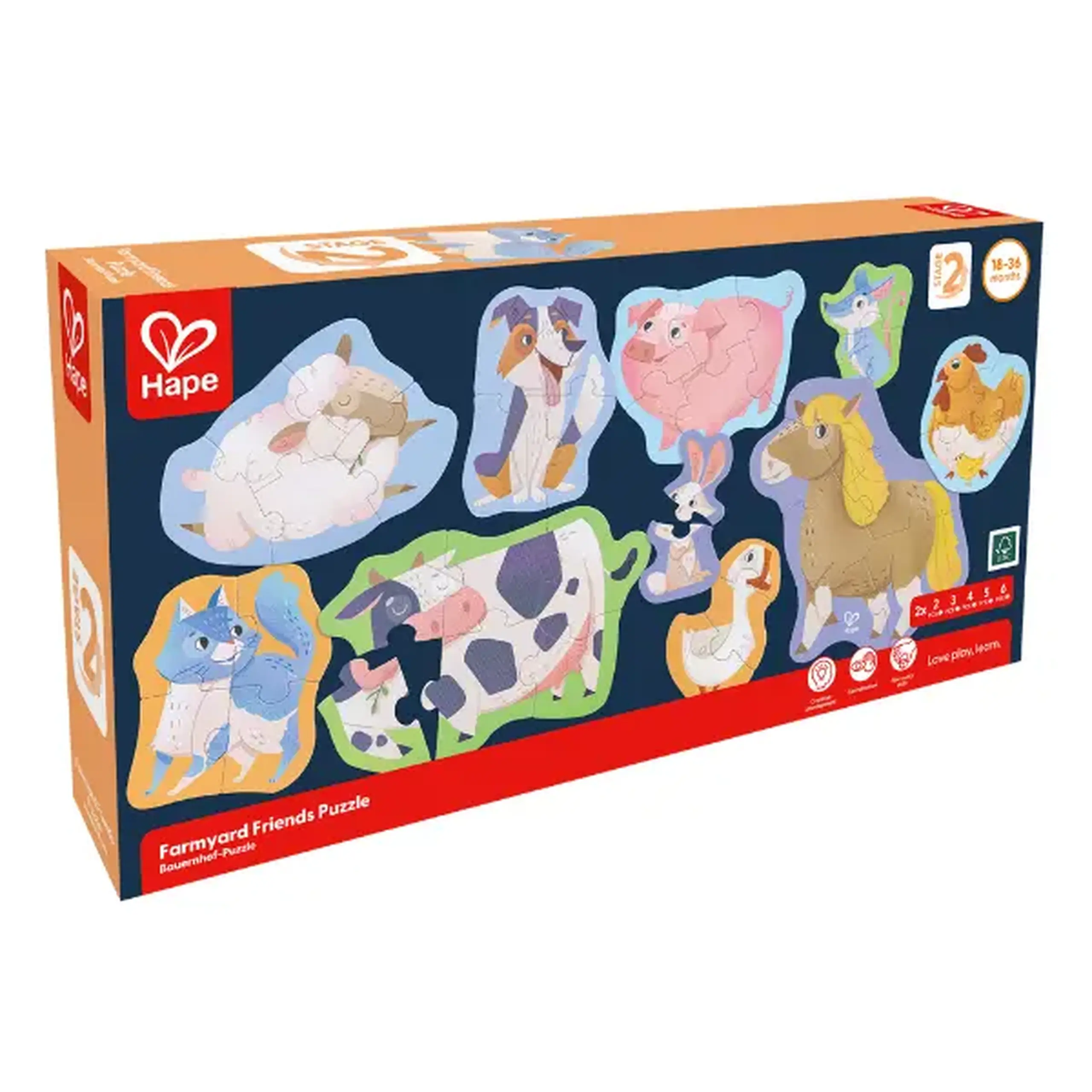 Set puzzle 10 în 1 "Prietenii de la Fermă"