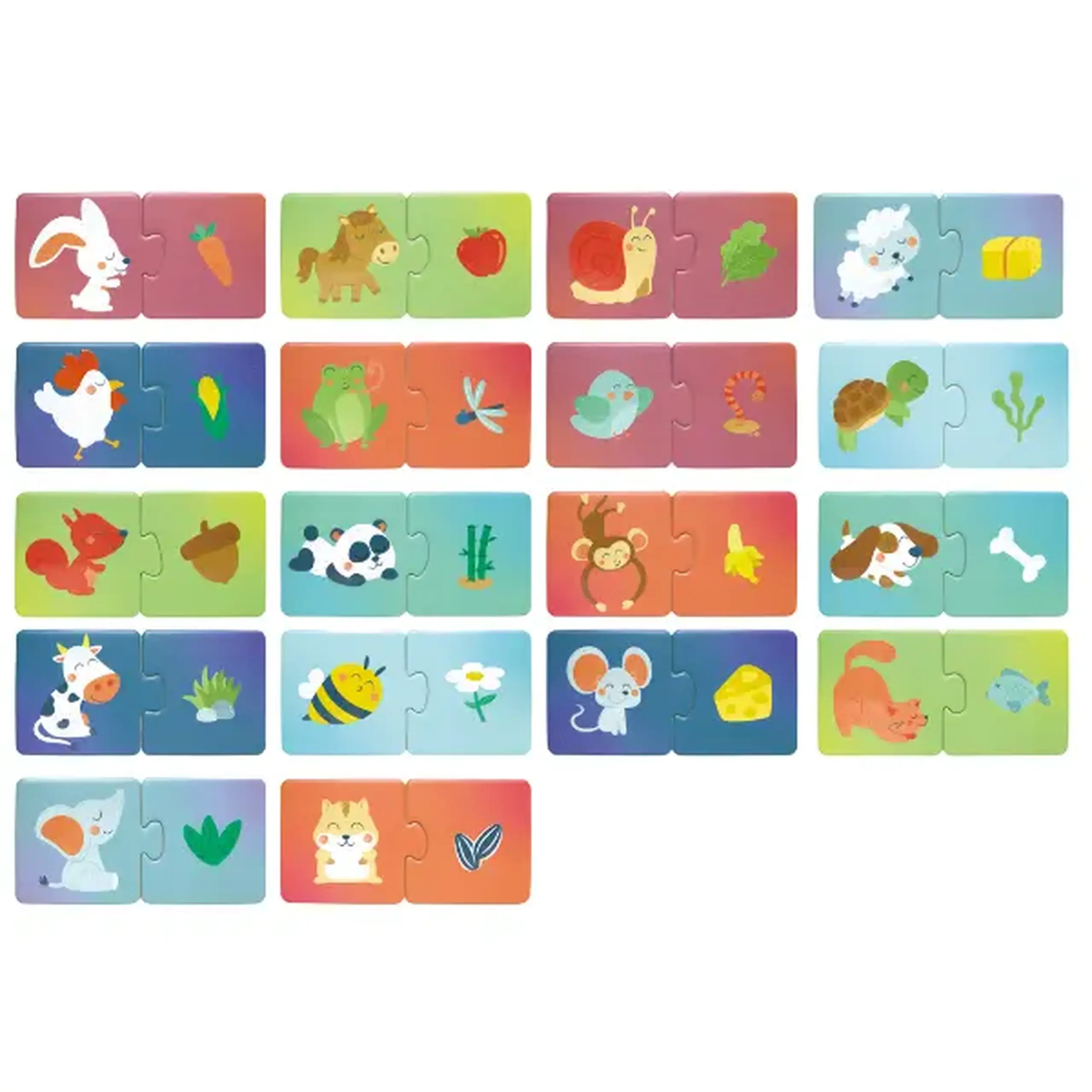 Puzzle joc „Potrivește perechea – Ora gustării animalelor"