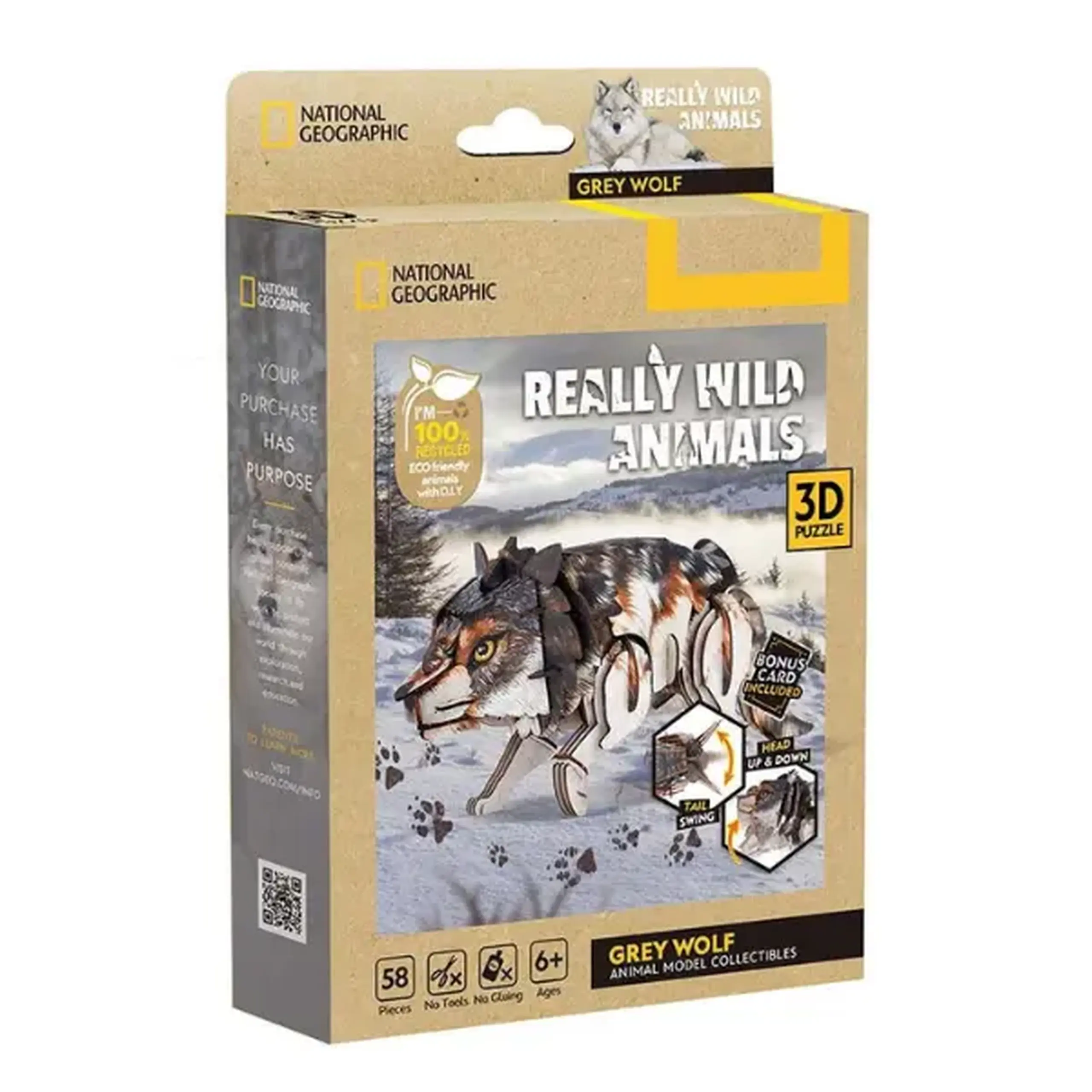 3D puzzle "Lupul Gri", 58 elemente