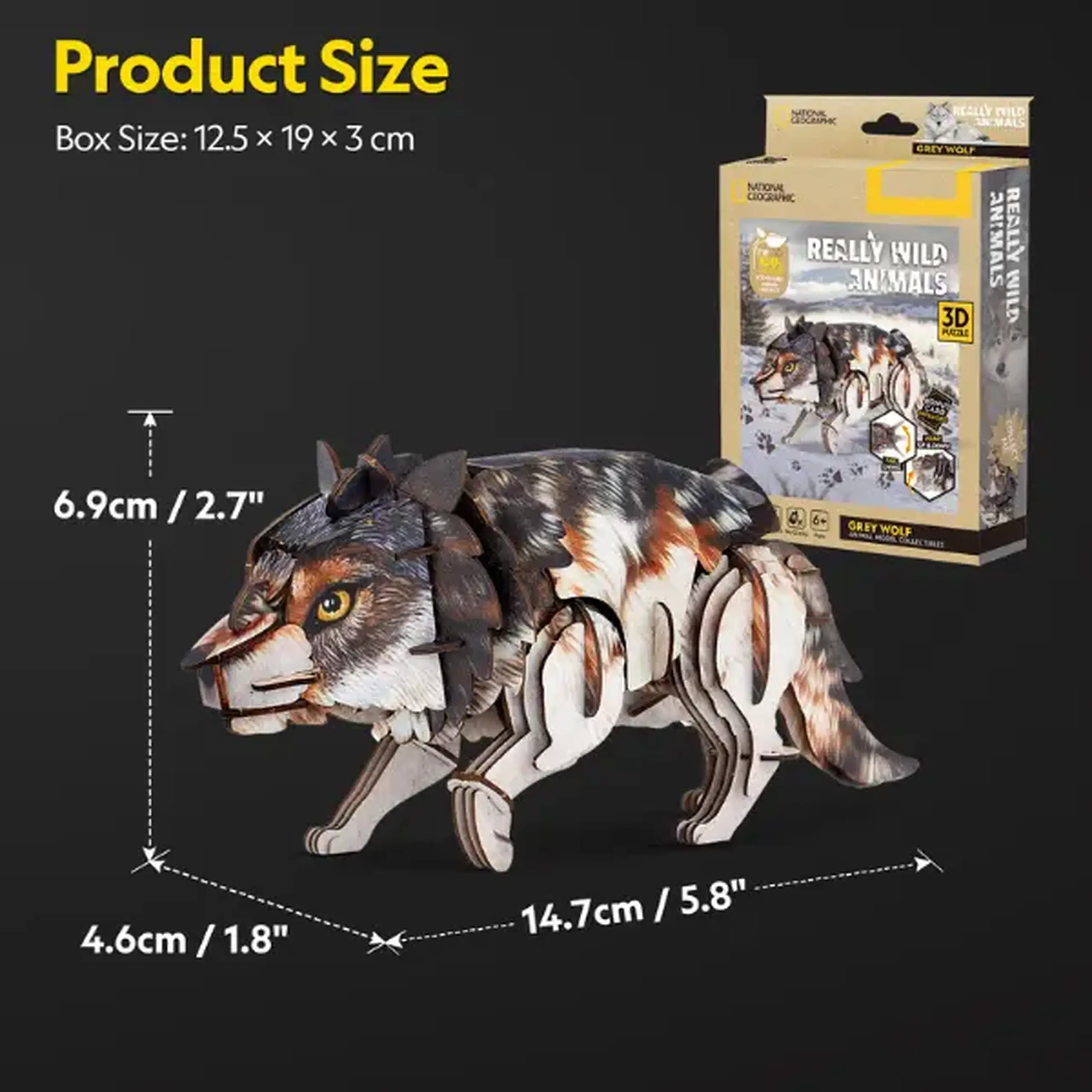 3D puzzle "Lupul Gri", 58 elemente
