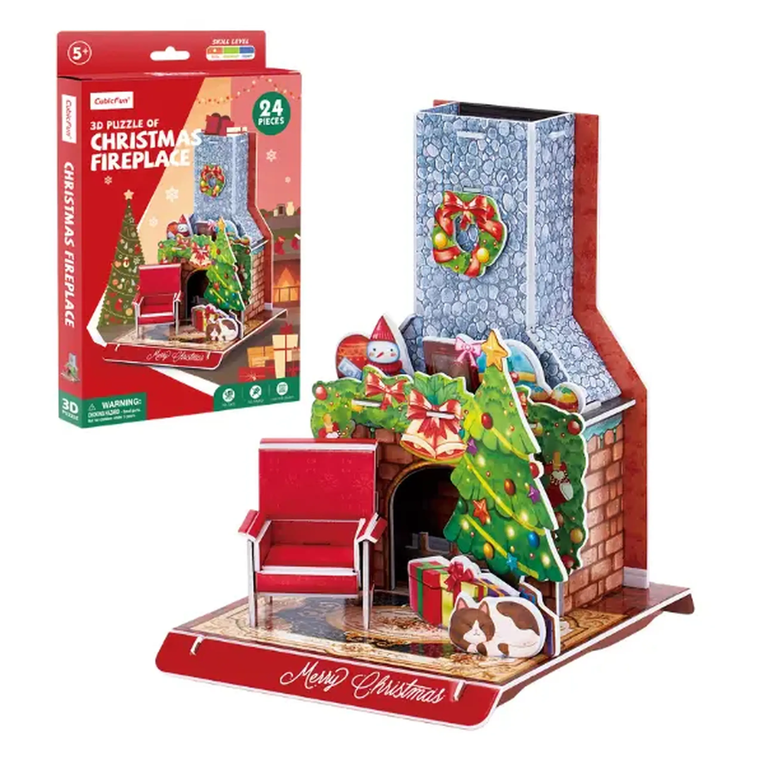 3D puzzle "Șemineu de Crăciun", 24 elem.