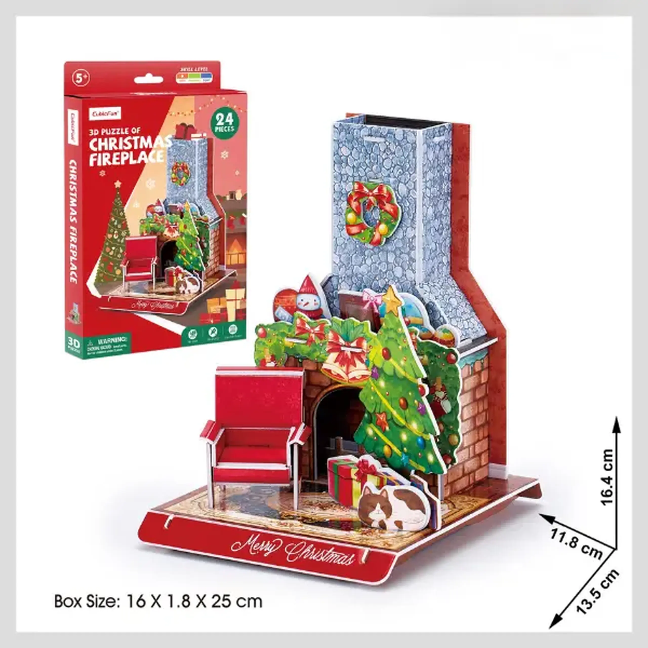 3D puzzle "Șemineu de Crăciun", 24 elem.
