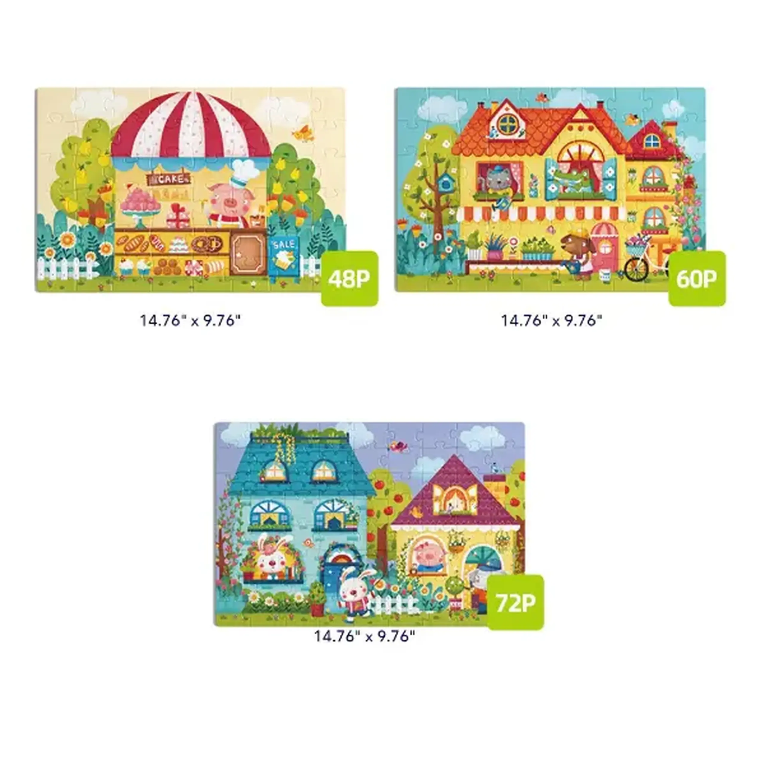 Seria de puzzle-uri "Orășelul de basm", 3 în 1, nivelul 4